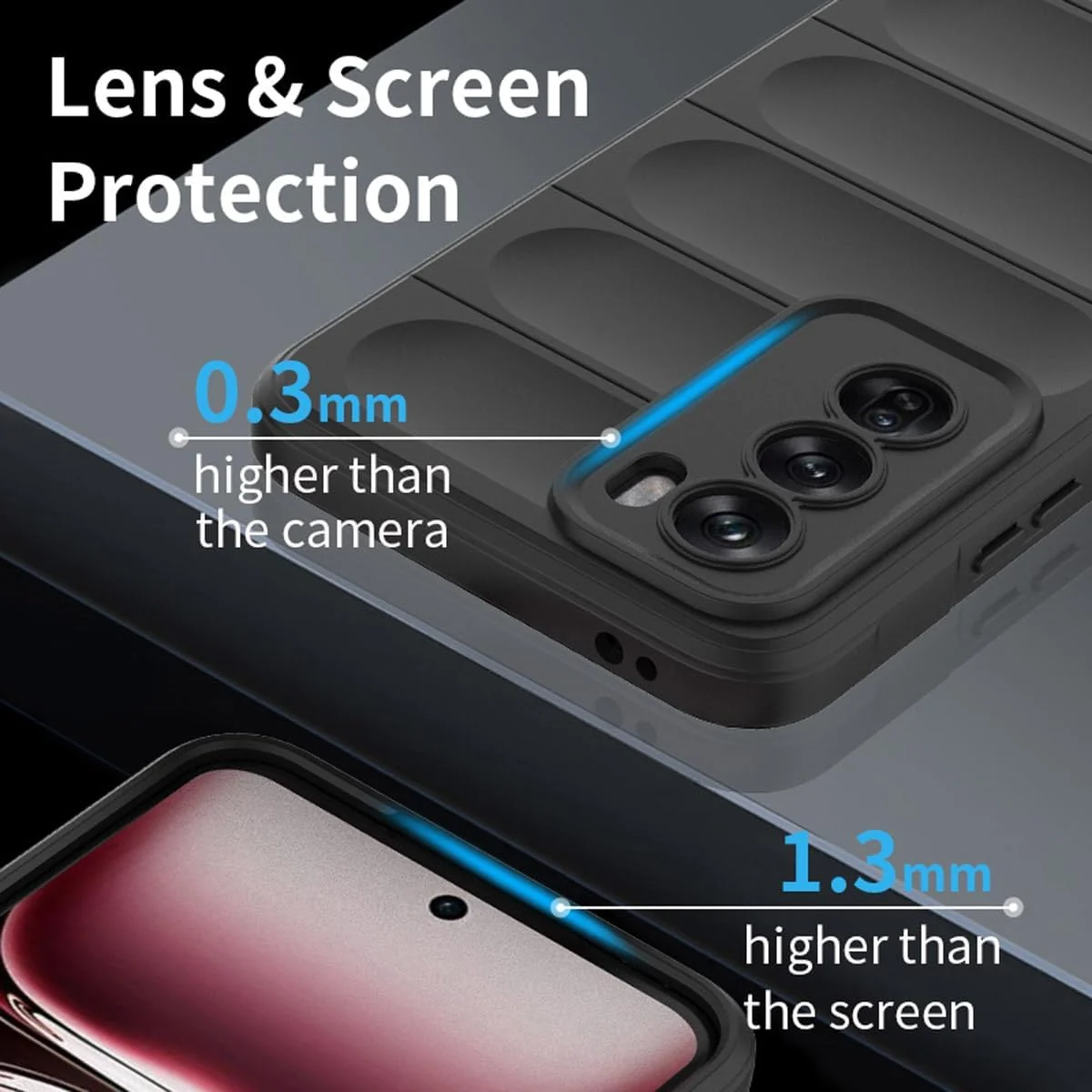 DL3 Mobilak Silicone Case for OPPO Reno 12 Pro 5G Heavy Duty Protective [Slim Fit] Shockproof Soft Flexible Protective Design Shock-Absorption TPU Cover With Camera Protection - Dark Gray