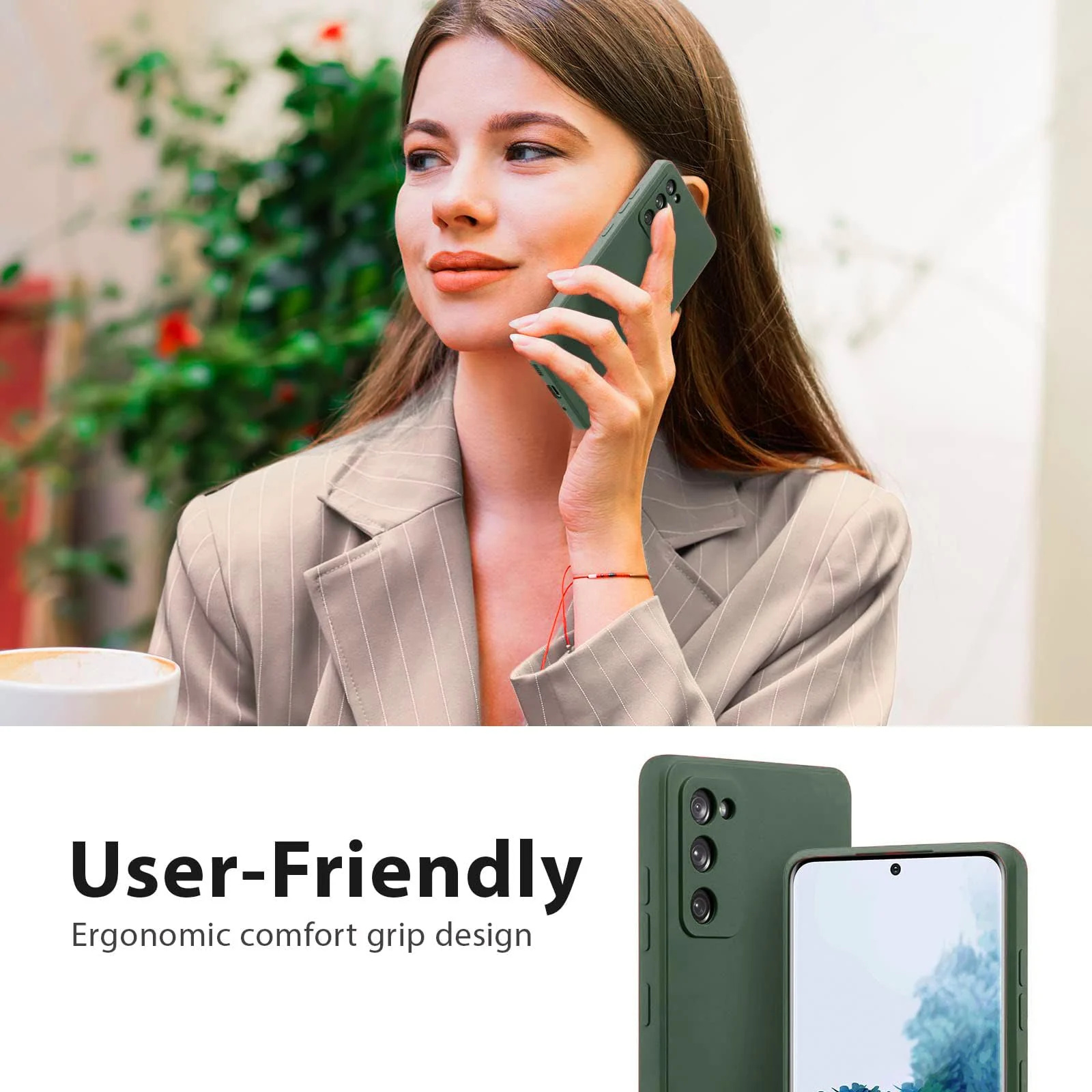 DL3 Mobilak Liquid Silicone Case for Samsung Galaxy S20 FE, Not compatible with MagSafe, Supports wireless charging, Camera protection - Green