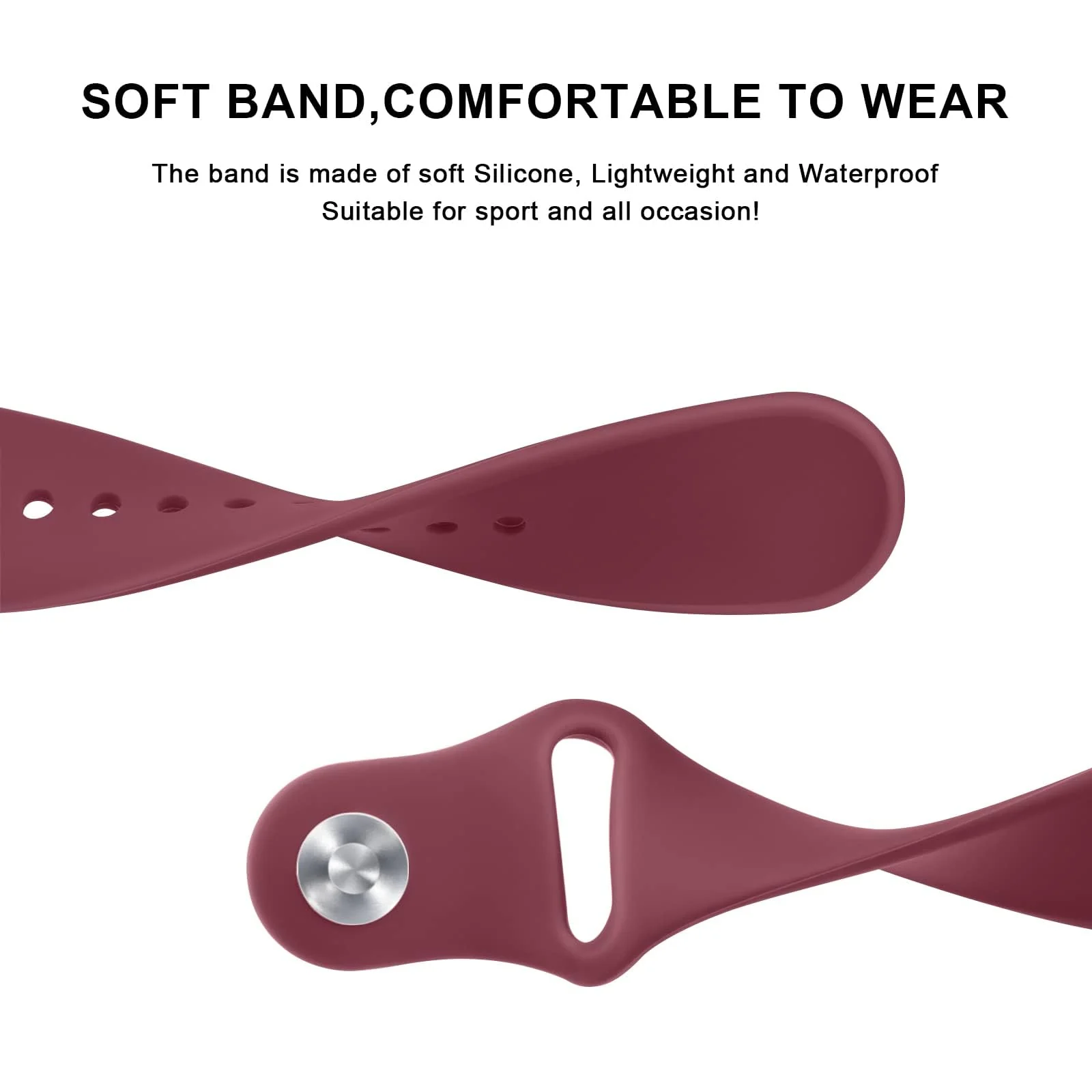 DL3 Mobilak Straps Compatible with Xiaomi Redmi Watch 5 Active/Redmi Watch 5 Lite Bracelets for Men Women, 22mm Soft Silicone Strap, Waterproof Adjustable Band Sports Replacement - Wine Red