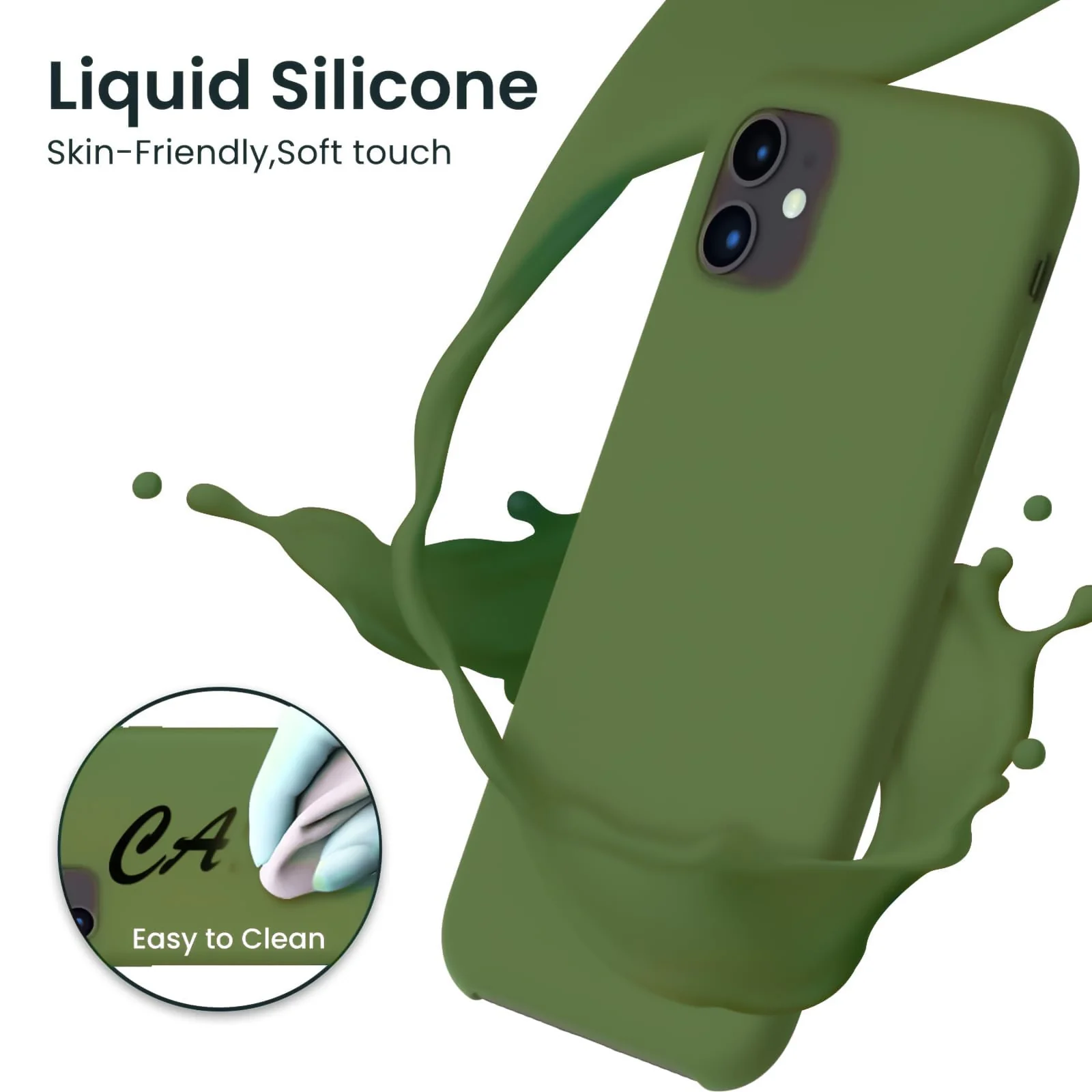 DL3 Mobilak Liquid Silicone Protective Case for iPhone 11 (6.1 Inch) with Camera Protection and Microfiber Lining - A Clover