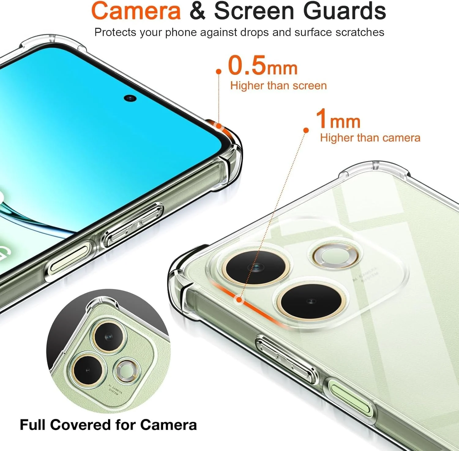 DL3 Mobilak Case Compatible with OPPO A5 Pro 4G / OPPO A5 Pro 5G, Cover Silicone Transparent TPU Gorilla Anti-shock Protector Camera Shockproof Corners - Clear