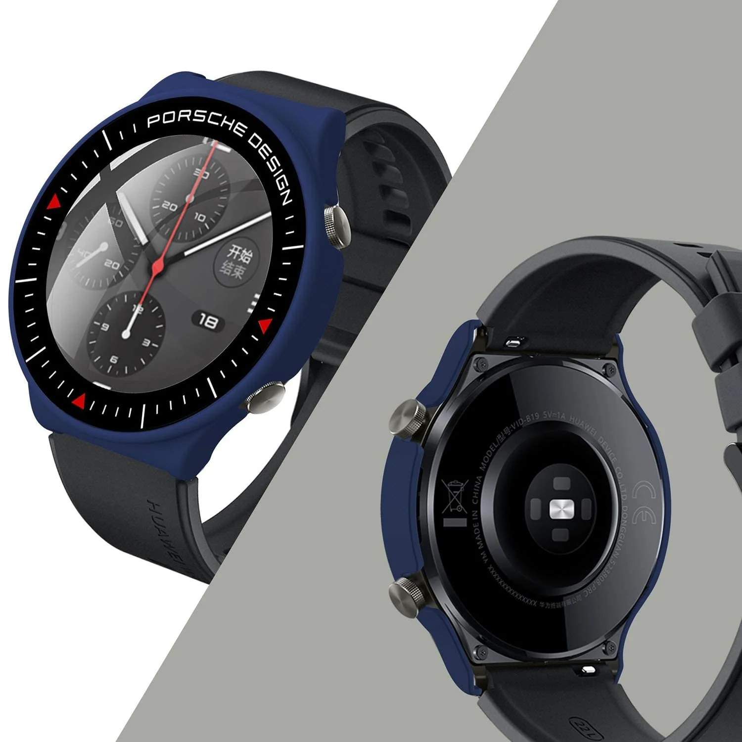 DL3 Mobilak Case Compatible with Huawei Watch GT2 Pro PC Cover with Bezel Tempered Glass Protection, Ultra Thin Full Protection for Huawei Watch GT 2 Pro Protective Case - Blue