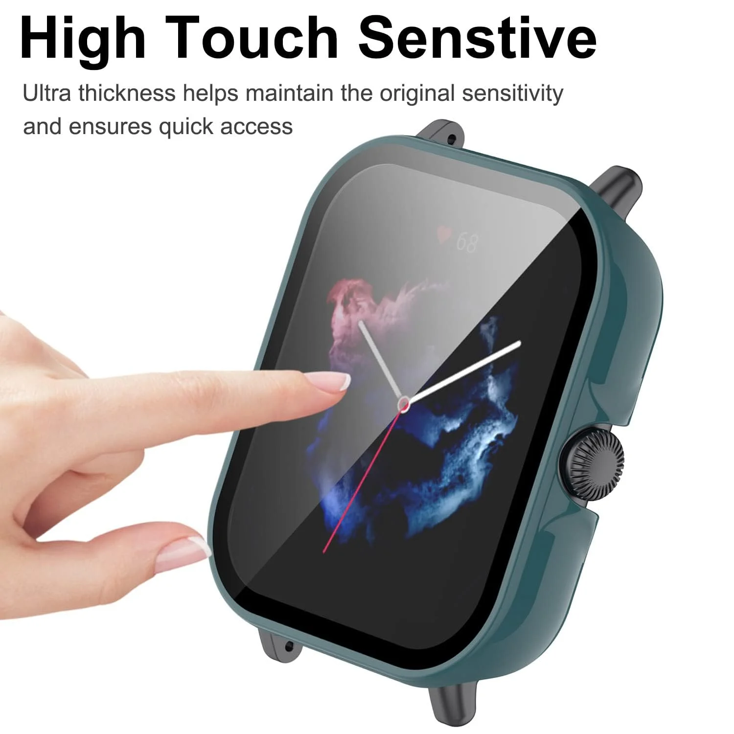 DL3 Mobilak Protective Case For Amazfit GTS 3, 9H Hardness PC Case Bumper Full Slim Protective Cover with Built-in Tempered Glass Screen Protector For Amazfit GTS3 - Green