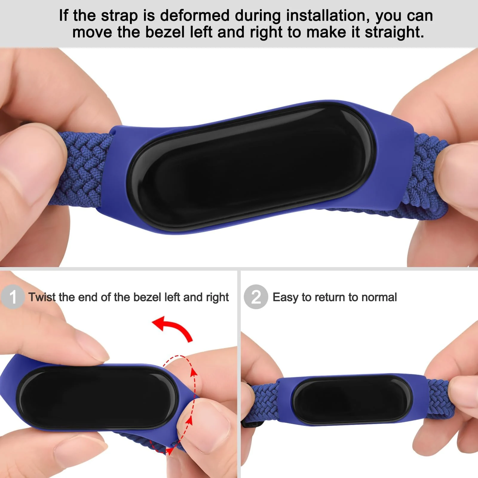 DL3 Mobilak Nylon Wristband Compatible for Xiaomi Mi Band 7/Mi Band 6/Mi Band 5/Mi Band 4/Mi Band 3, Adjustable Braided Elastic Solo Loop for Mi Band 7 6 5 4 3, Sport Strap Smart Watch Accessories - Blue