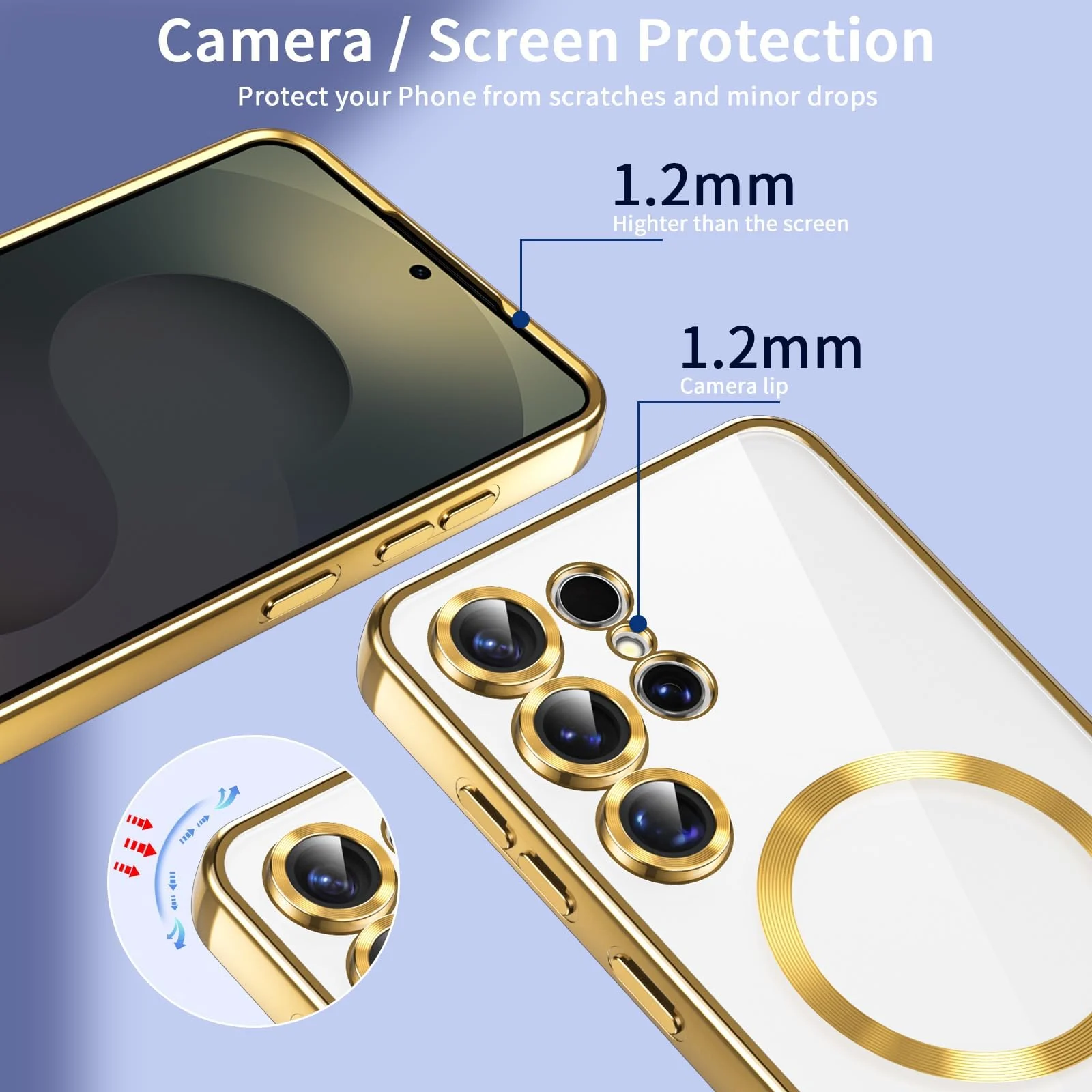 DL3 Mobilak Clear MagSafe-Compatible TPU Case and Camera Lens Protector for Samsung Galaxy S25 Ultra - Gold