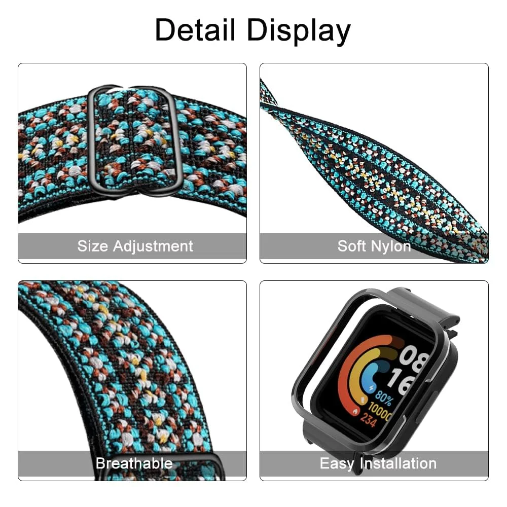 DL3 Mobilak Strap Compatible with Xiaomi Redmi Watch 2 Lite/Poco Watch/Redmi Watch 2 / Horloge 2 Bracelets, Nylon Replacement Strap Sport PU Protective Case + Watch Strap - Green