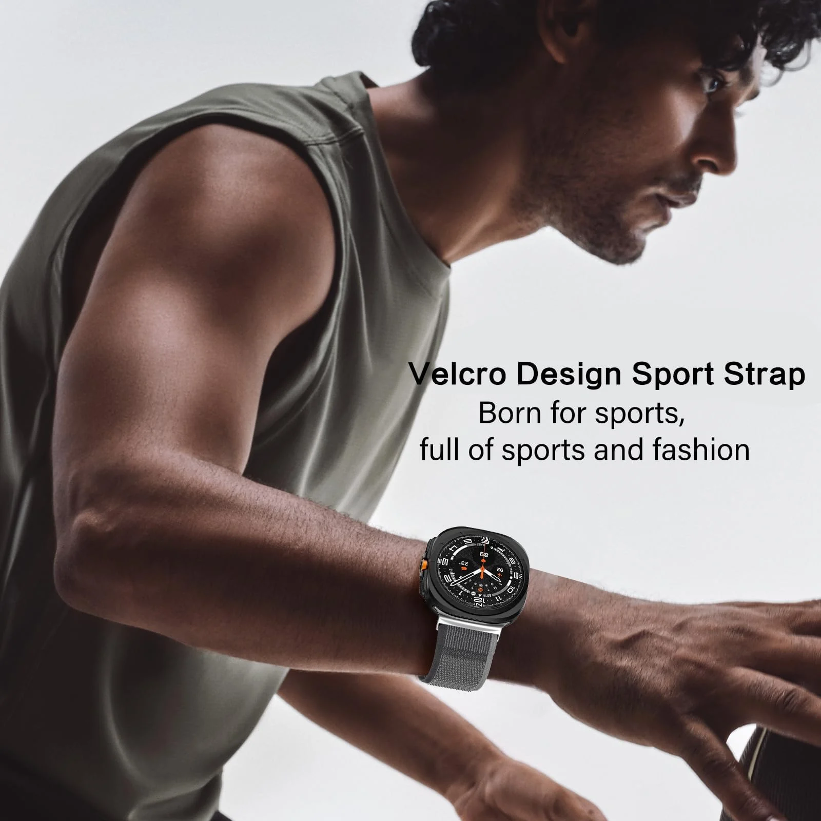 DL3 Mobilak For Samsung Galaxy Watch ultra Strap 47mm, One Click Trail Loop Strap for Men Women, Soft Nylon Sport Loop Elastic Replacement Wristband for Galaxy Watch 7 Ultra - Black Gray