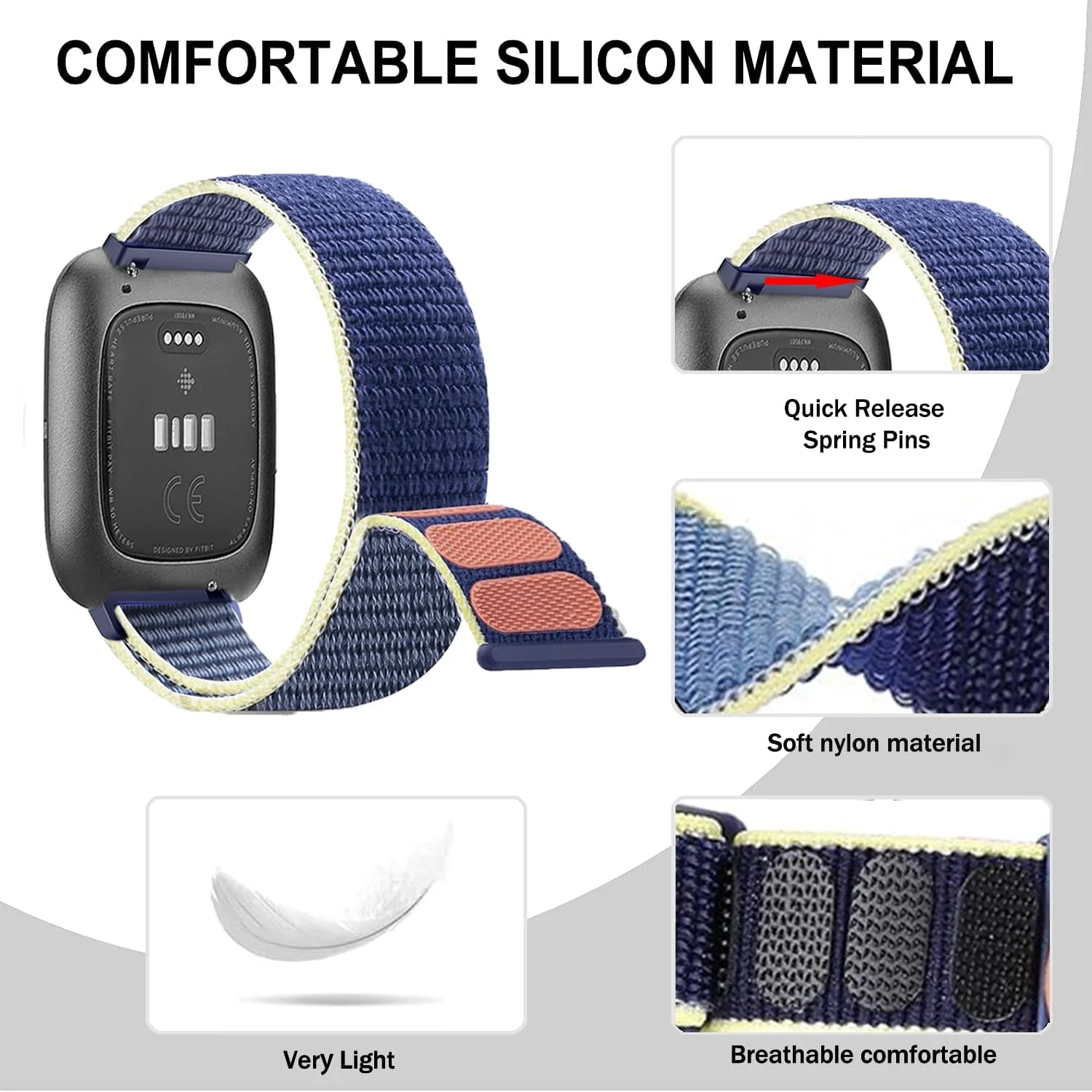 DL3 Mobilak Nylon Strap for Redmi Watch 4/Redmi Watch 5/Xiaomi Smart Band 8 Pro/Band 9 Pro, Men and Women Breathable Elastic Bracelet, Adjustable Straps Replacement Band Sport Watchband - Ice Blue