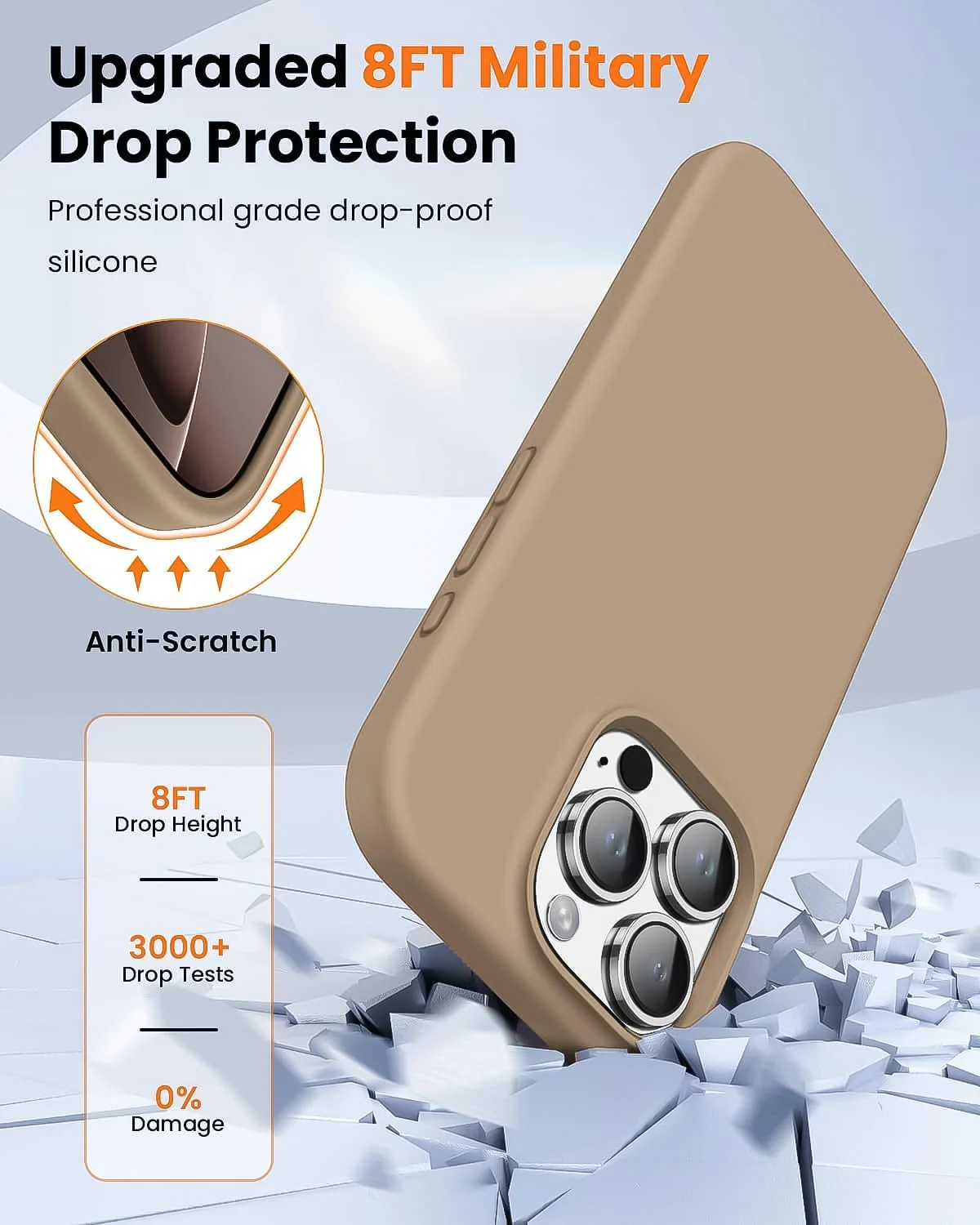 DL3 Mobilak Liquid Silicone Protective Case for iPhone 16 Pro with Microfiber Lining and Shockproof Design - Desert