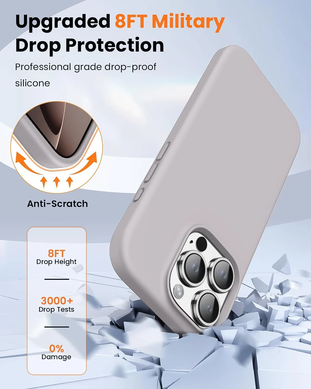 DL3 Mobilak Liquid Silicone Protective Case with Soft Microfiber Lining for iPhone 16 Pro - Stone
