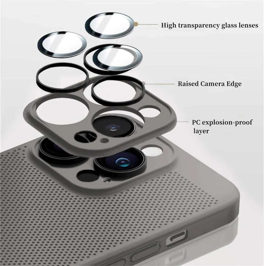 DL3 Mobilak Heat-Dissipation Hard PC Case with Built-In Camera Lens Protector for iPhone 16 6.1-Inch - Titanium Gray