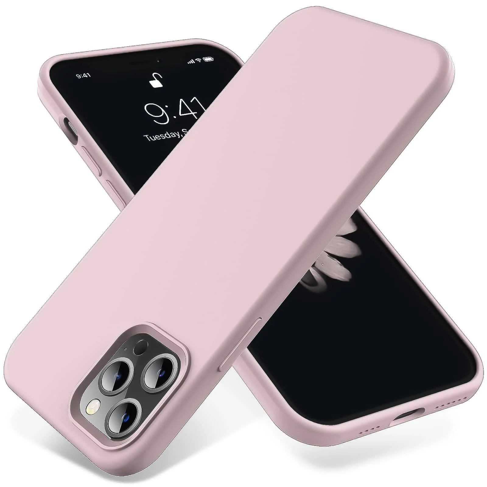 DL3 Mobilak Liquid Silicone Protective Case for iPhone 13 Pro Max (6.7 Inch) with Camera Protection and Microfiber Lining - Pink Sand 2