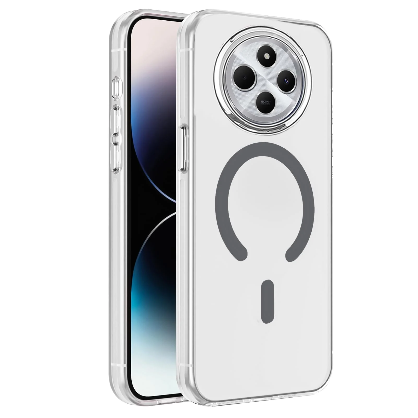 DL3 Mobilak Case for Xiaomi Redmi 14C/Redmi A4/Poco C75 Crystal Clear [Not Compatible with MagSafe] Soft TPU Gel Case Flexible Silicone Anti-Scratch Transparent TPU Cover - Gray
