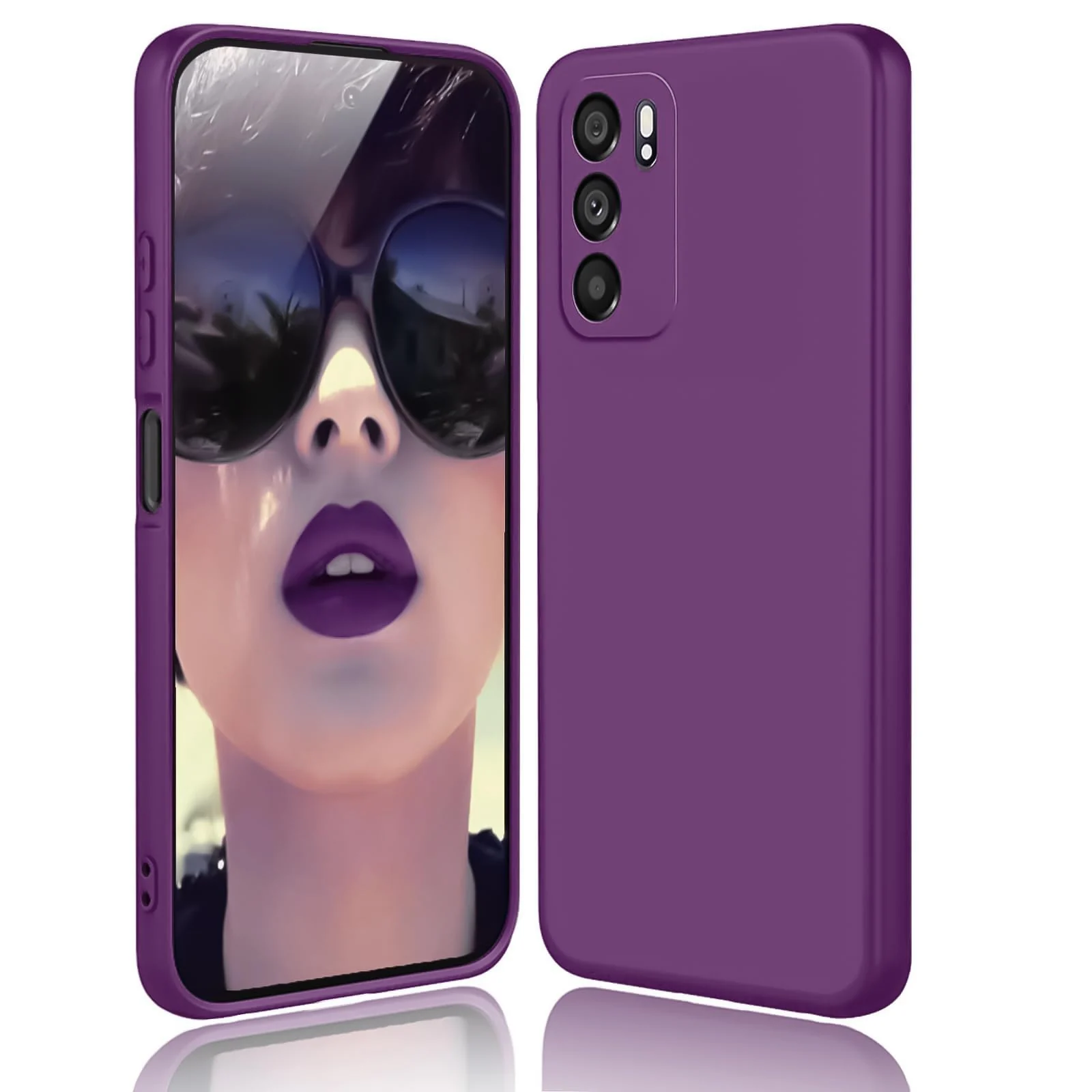DL3 Mobilak Liquid Silicone Protective Case with Soft Microfiber Lining with Full Camera Protection for OPPO Reno 6 5G - Violet