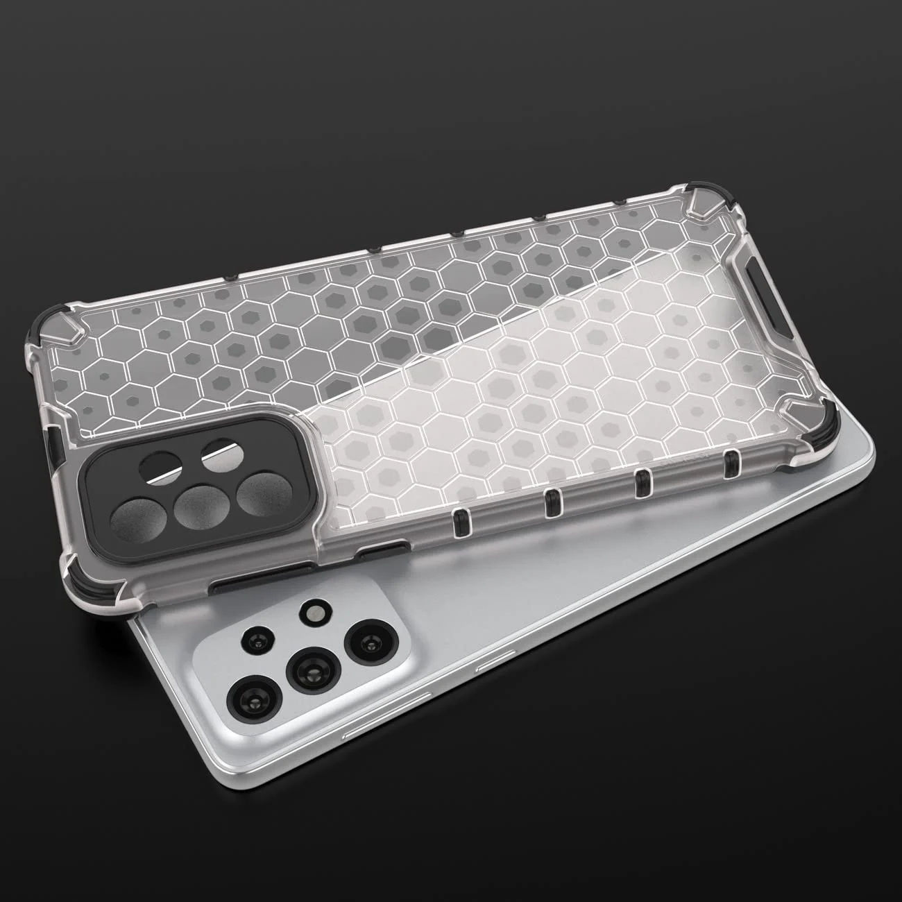 DL3 Mobilak Honeycomb Protective Case for Samsung Galaxy A72, Shock-absorbing protection, Transparent design, Slim, lightweight profile - Clear