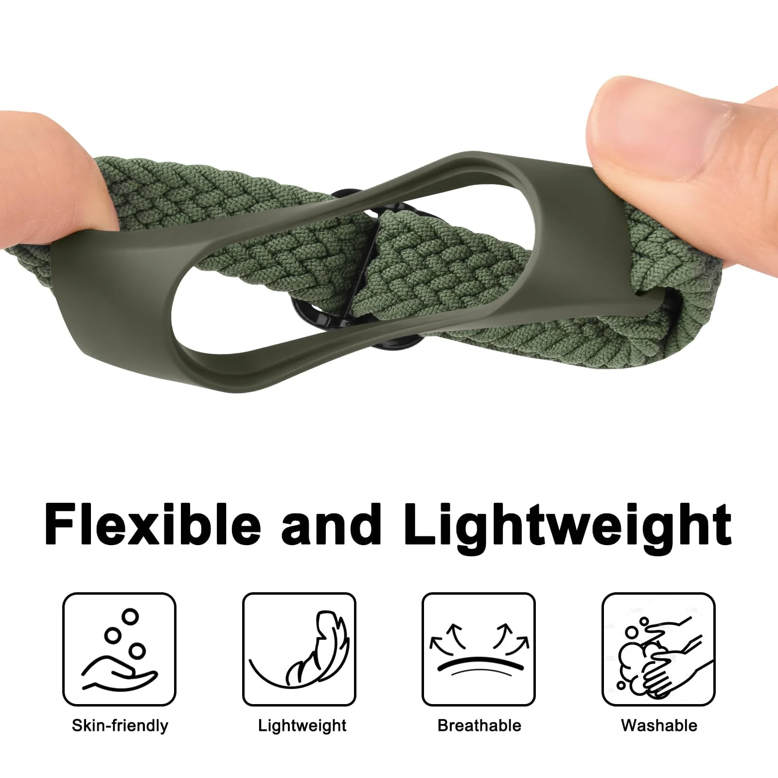 DL3 Mobilak Nylon Wristband Compatible for Xiaomi Mi Band 7/Mi Band 6/Mi Band 5/Mi Band 4/Mi Band 3, Adjustable Braided Elastic Solo Loop for Mi Band 7 6 5 4 3, Sport Strap Smart Watch Accessories - Green