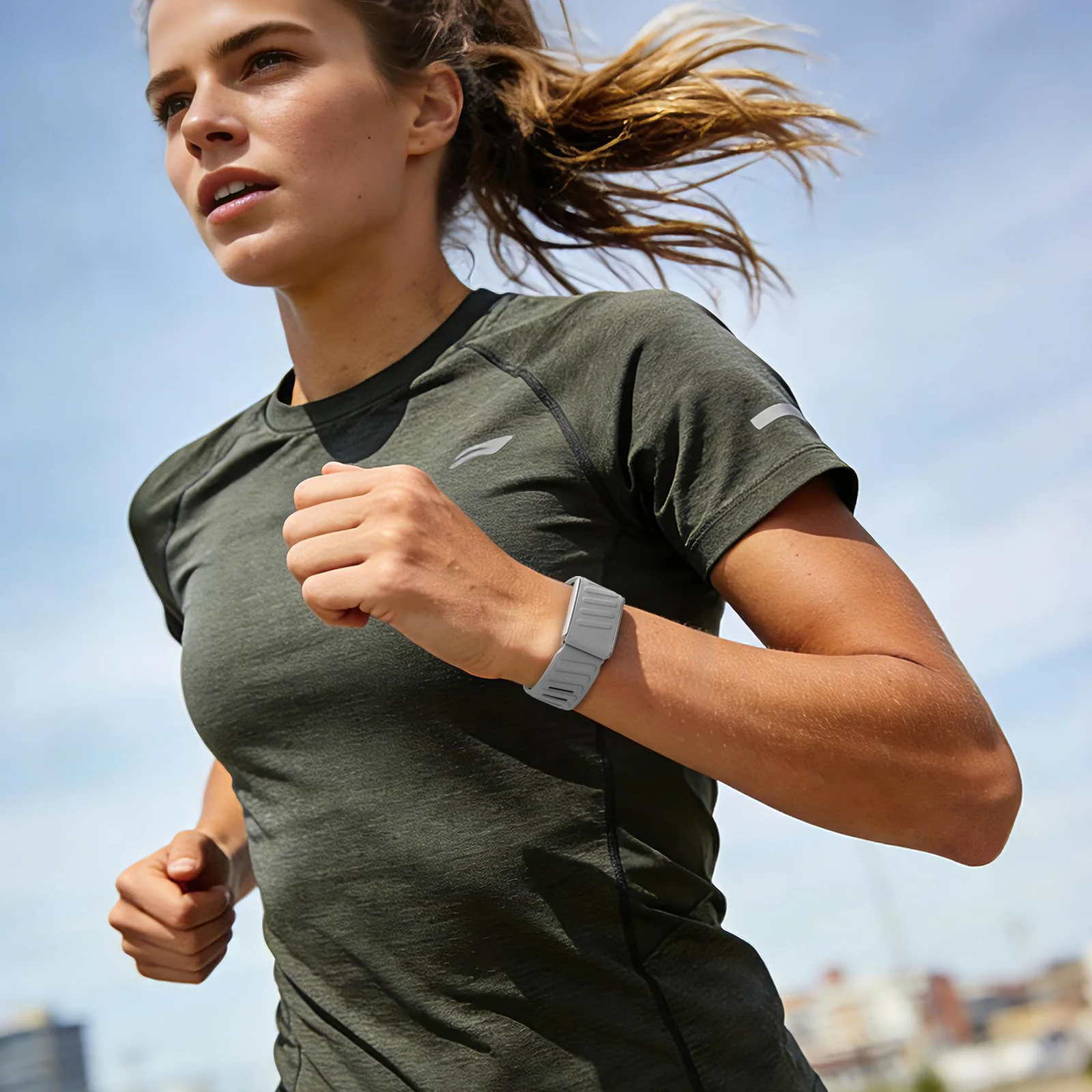 MOBIGON Breathable Silicone Sport Strap for WHOOP 5.0 One / Peak (Not Life), Gray / Black