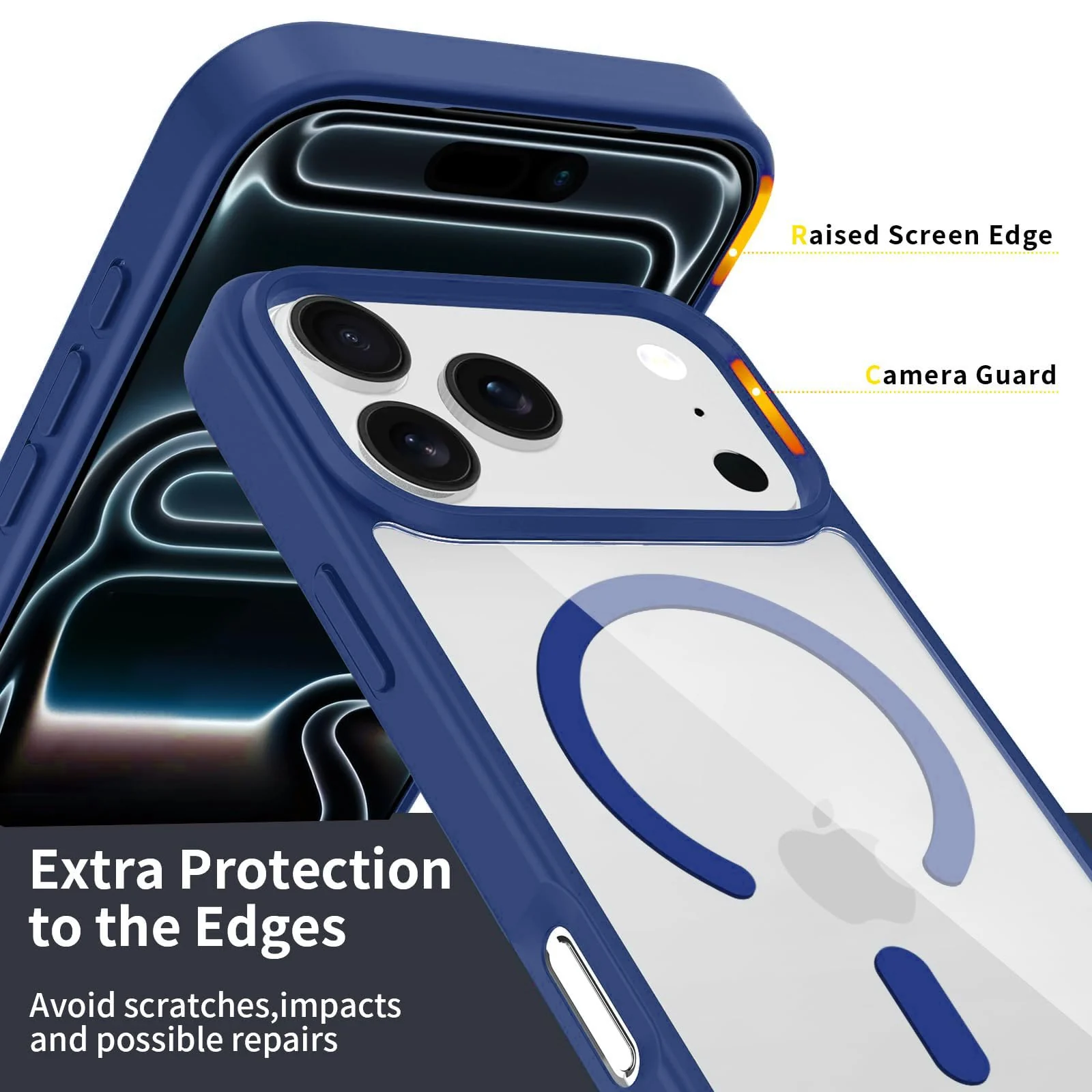 DL3 Mobilak Translucent Matte Case for iPhone 17 Pro Max Compatible with, Compatible with MagSafe accessories, Shock-absorbing protection, Scratch-resistant surface - Blue