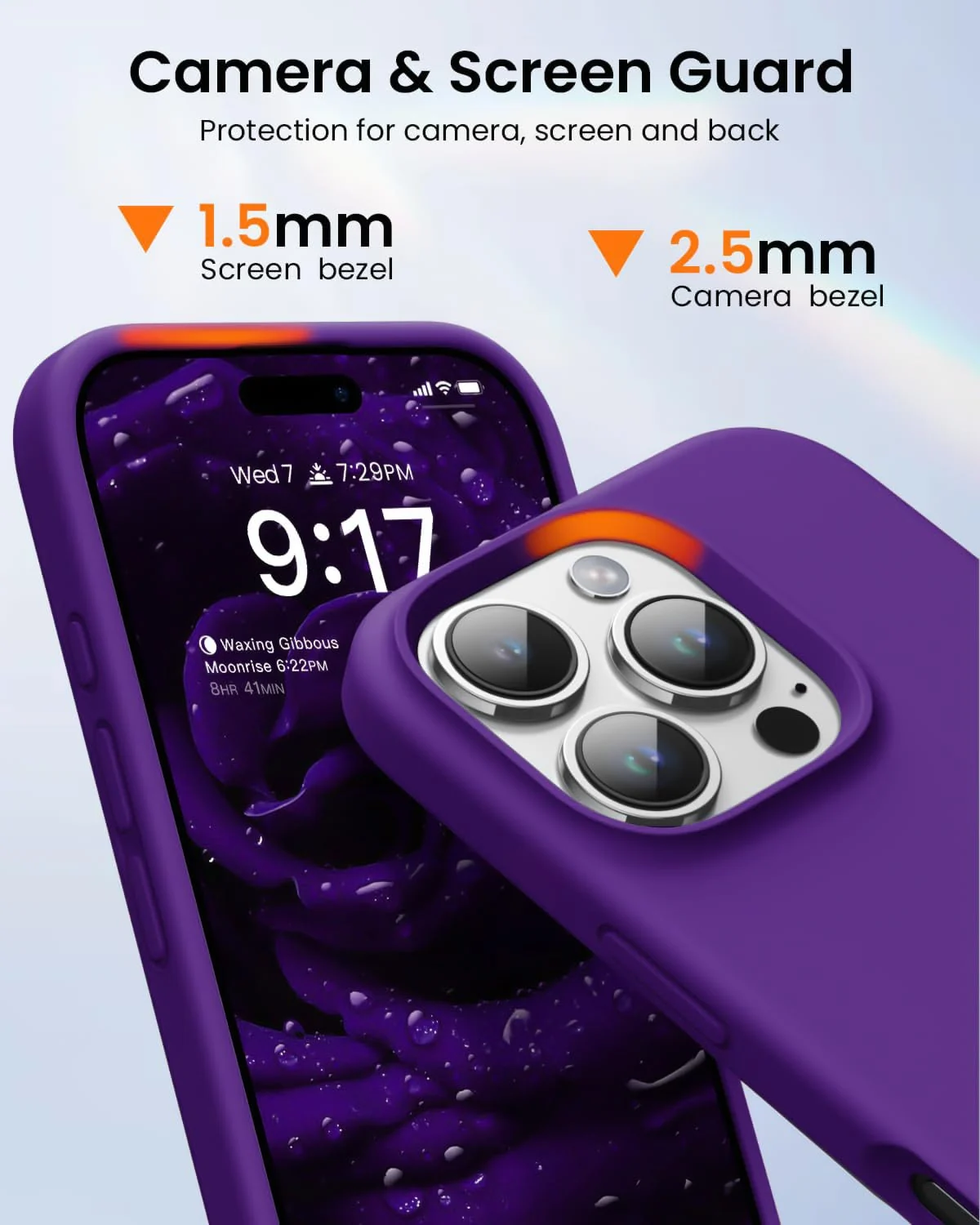 DL3 Mobilak Liquid Silicone Protective Case with Soft Microfiber Lining for iPhone 16 Pro Max - Purple