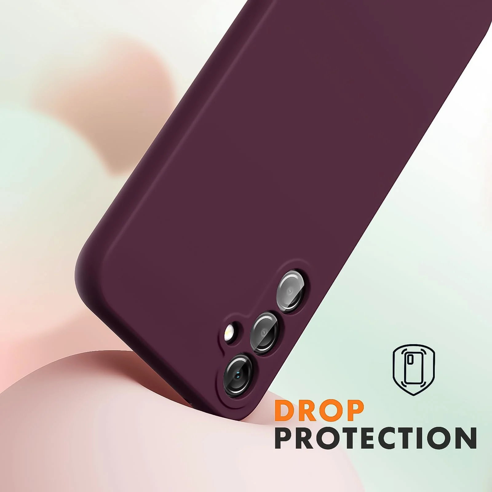 DL3 Mobilak Soft Silicone Protective Case for Samsung Galaxy S21 FE 5G with Microfiber Lining and Shockproof Design - Wine Red
