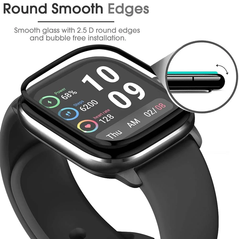 DL3 Mobilak Screen Protector For Amazfit GTS 4 mini, 3D Curved Soft Edge Protective Film [Anti-Scratch] [Bubble Free] [Ultra Shatterproof] [High Sensitive] (Not Glass) - Black