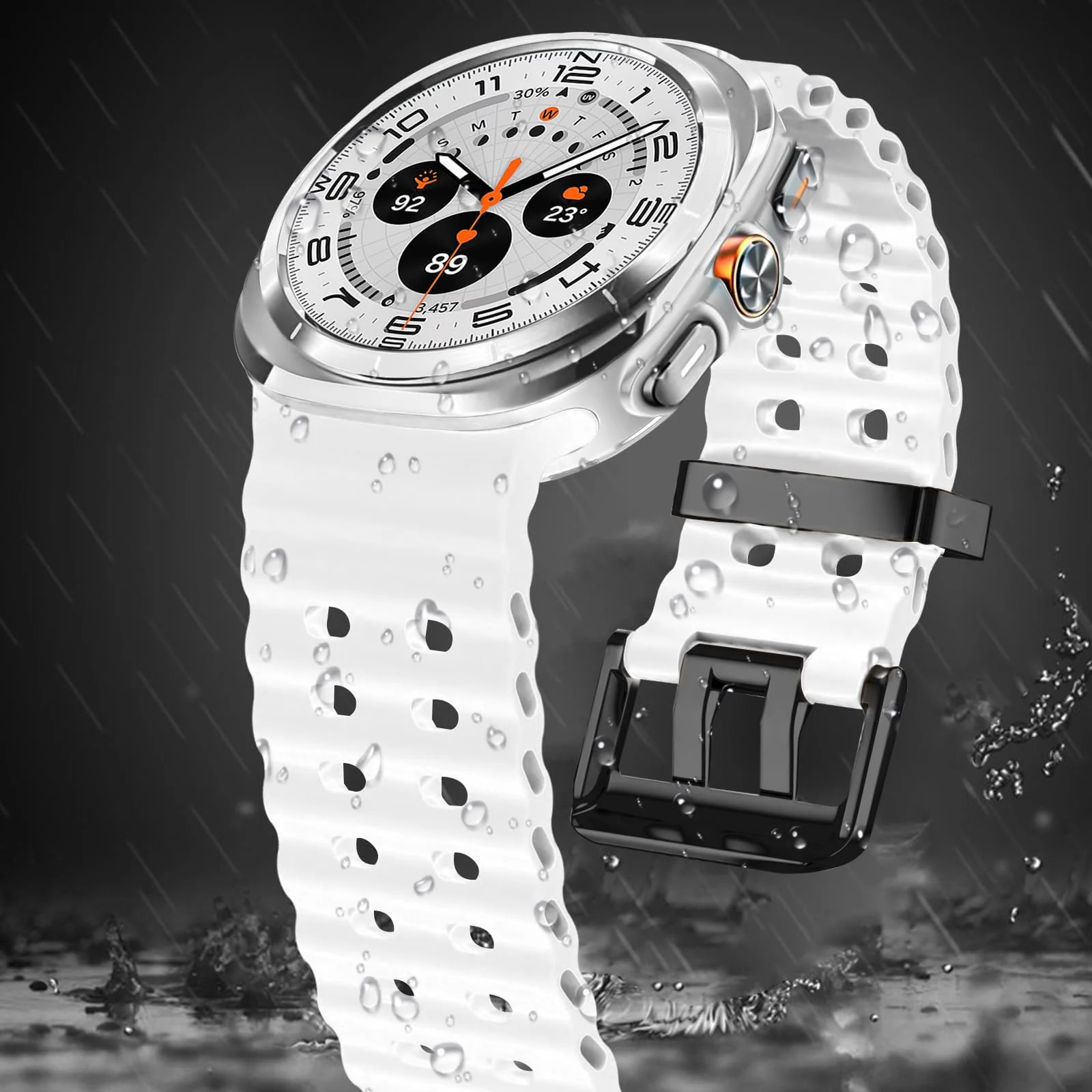DL3 Mobilak Sport Band Compatible with Samsung Galaxy Watch Ultra Band 47mm Women Men, Breathable Soft Silicone Waterproof Watch Strap Accessories for Samsung Watch 7 Ultra Bands - White