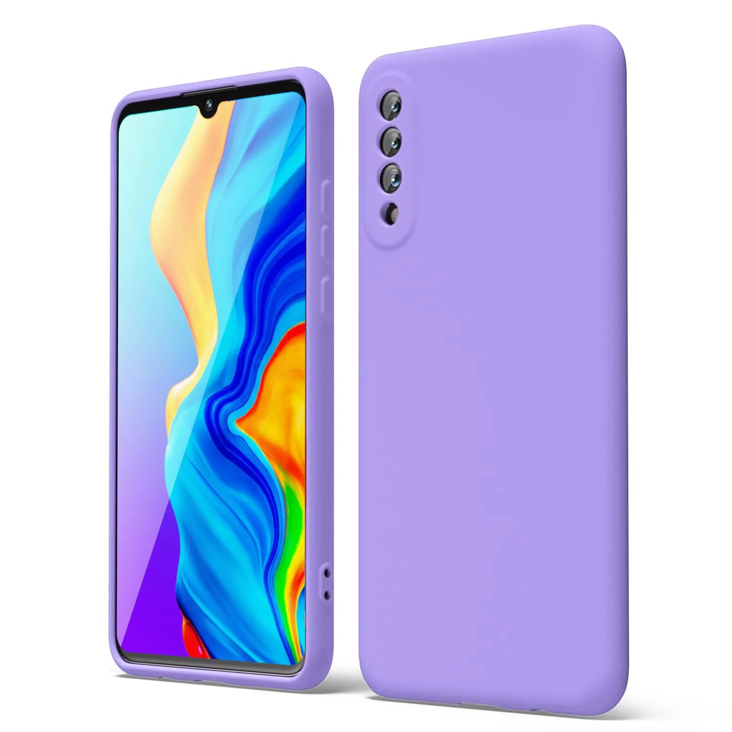 DL3 Mobilak Liquid Silicone Protective Case for Xiaomi Mi 9 Lite with Microfiber Lining and Shockproof Design - Light Purple