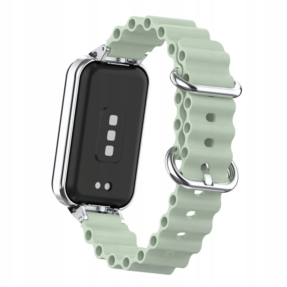 DL3 Mobilak Ocean Strap Compatible with Xiaomi Redmi Band 2/Smart Band 8 Active, Adjustable Silicone Band with Metal Buckle and Frame for Women and Men - Mint Green