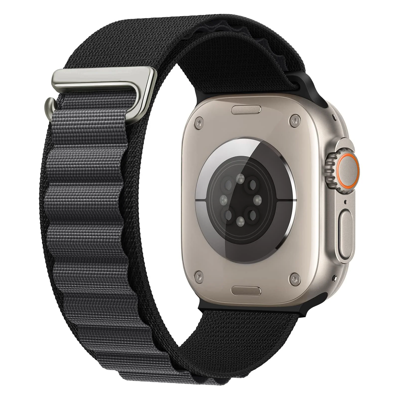 DL3 Mobilak Trail/Alpine Loop Nylon Band Compatible with Apple Watch Ultra 2/Ultra Band 49mm 45mm 44mm 42mm, Adjustable with Metal C-Hook Strap for iWatch Ultra Series 9/8/7/6/5/4/3/2/1/SE2/SE - Black Deep Grey