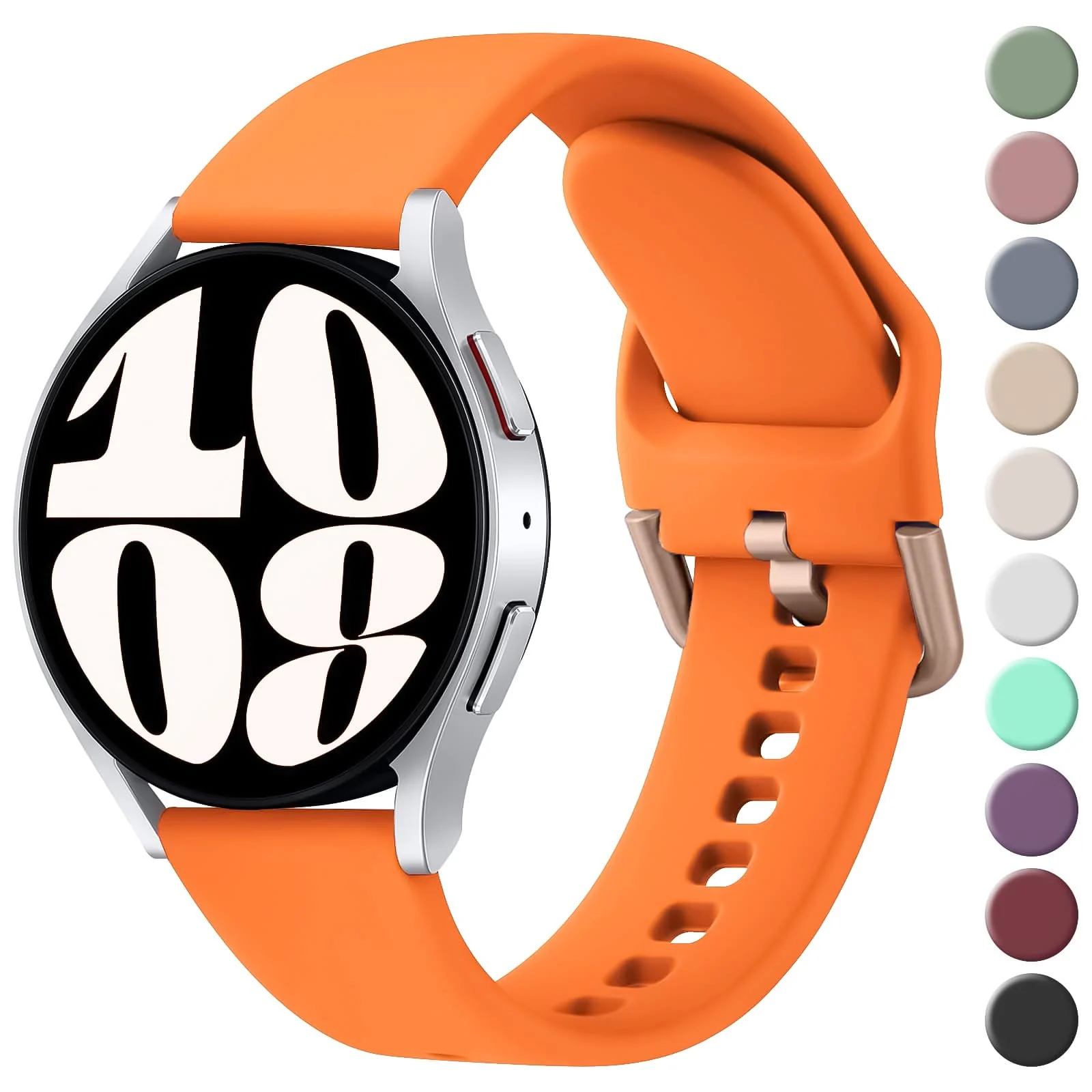 DL3 Mobilak Strap Silicone Buckle 20MM For Samsung Galaxy Watch 7/6/5/4 40mm 44mm/Watch 5 Pro/S2 classic/active 2 40mm 44mm/Amazfi GTS 2/2e/3/3 Pro/GTS 4/GTS 2 Mini/3 Mini/4 Mini/Bip 3/Bip 3 Pro Band - A.Orange