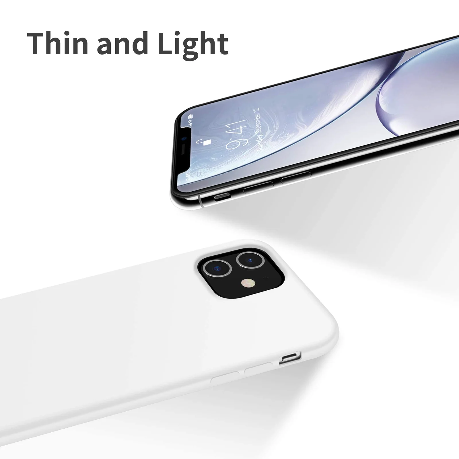 DL3 Mobilak Compatible with iPhone 11 (6.1 Inch) Case, Liquid Silicone Case, Full Body Protective Cover, Shockproof, Slim Phone Case, Anti-Scratch Soft Microfiber Lining - White
