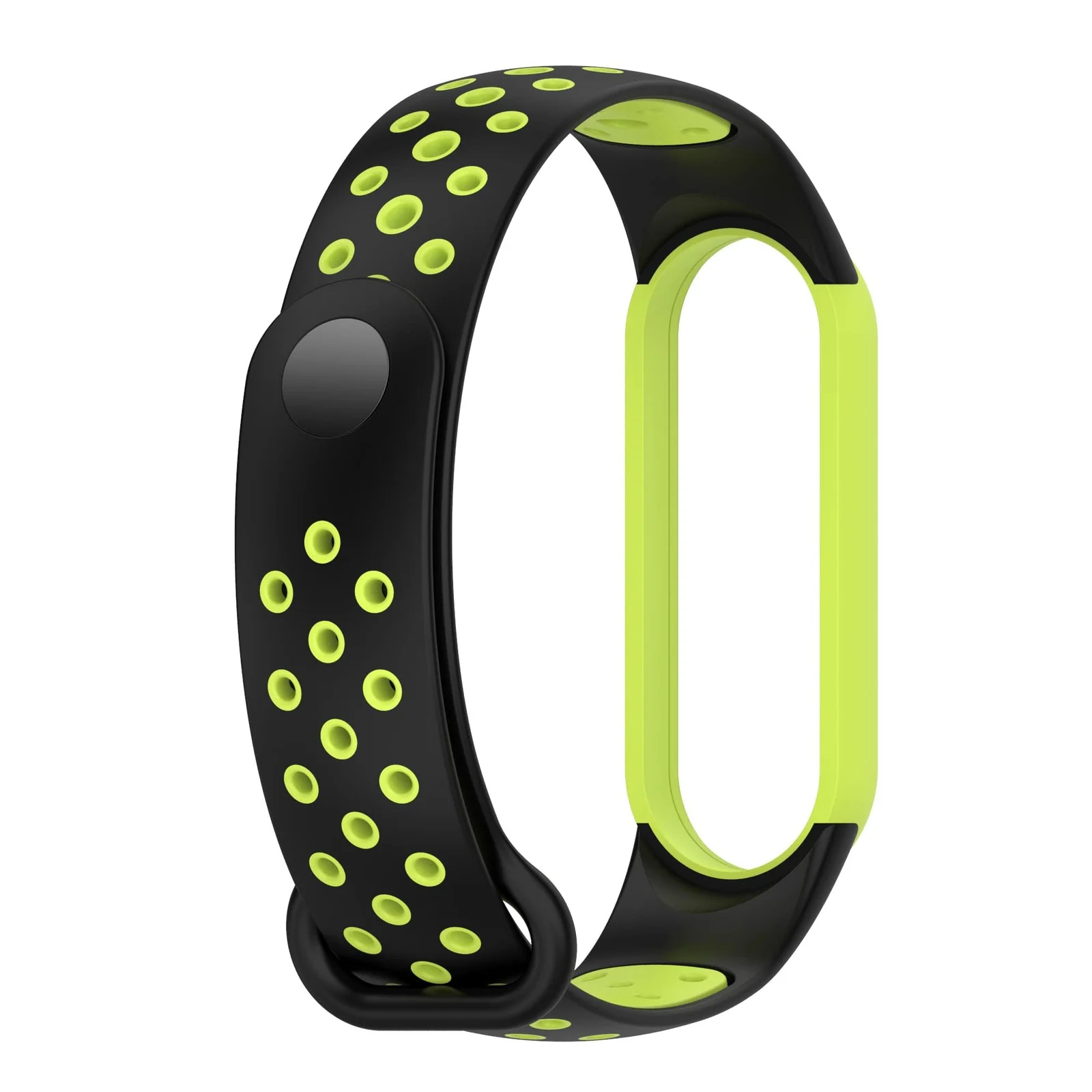 DL3 Mobilak Strap Compatible with Xiaomi Mi Band 4 / Mi Band 3, Women Men Armband, Two Colours Breathable Adjustable Soft Silicone Replacement Strap Compatible with Xiaomi Mi Band 3/4 - Black Lemon