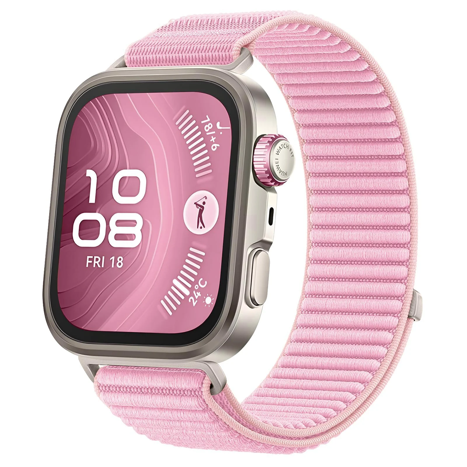 DL3 MOBILAK Elastic Nylon Watch Strap for Huawei Watch Fit 3 / Fit 4 / Fit 4 Pro / Fit 5 / Fit 5 Pro, Milkshake Pink