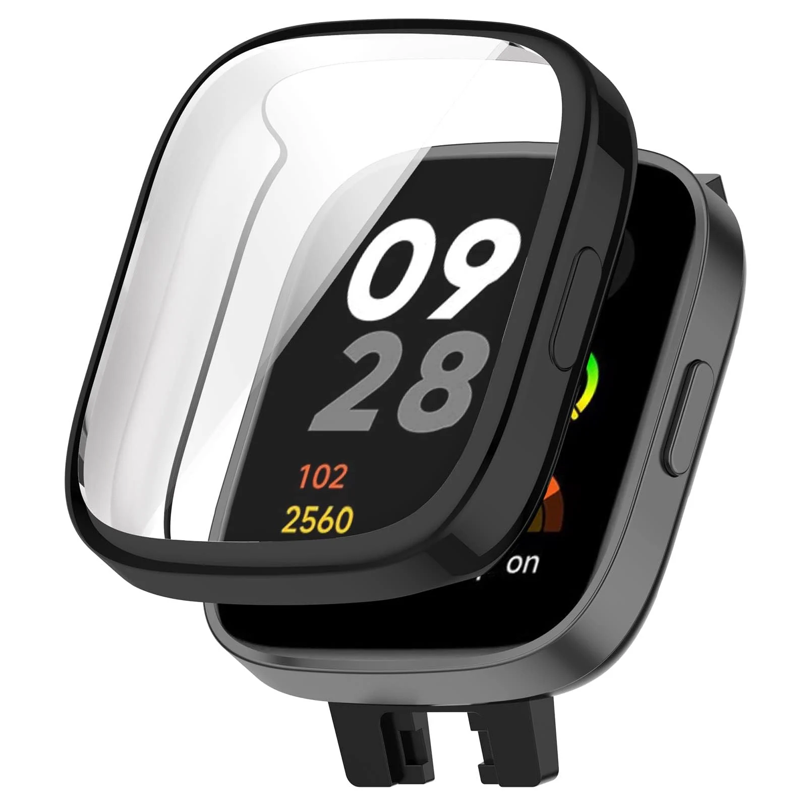 DL3 Mobilak Case Compatible with Xiaomi Redmi Watch 3 (Not Fit Watch 3 Active) Protective Case, Flexible TPU Full Protection Screen Protector Cover Scratch-Resistant Screen Protector Case - Black