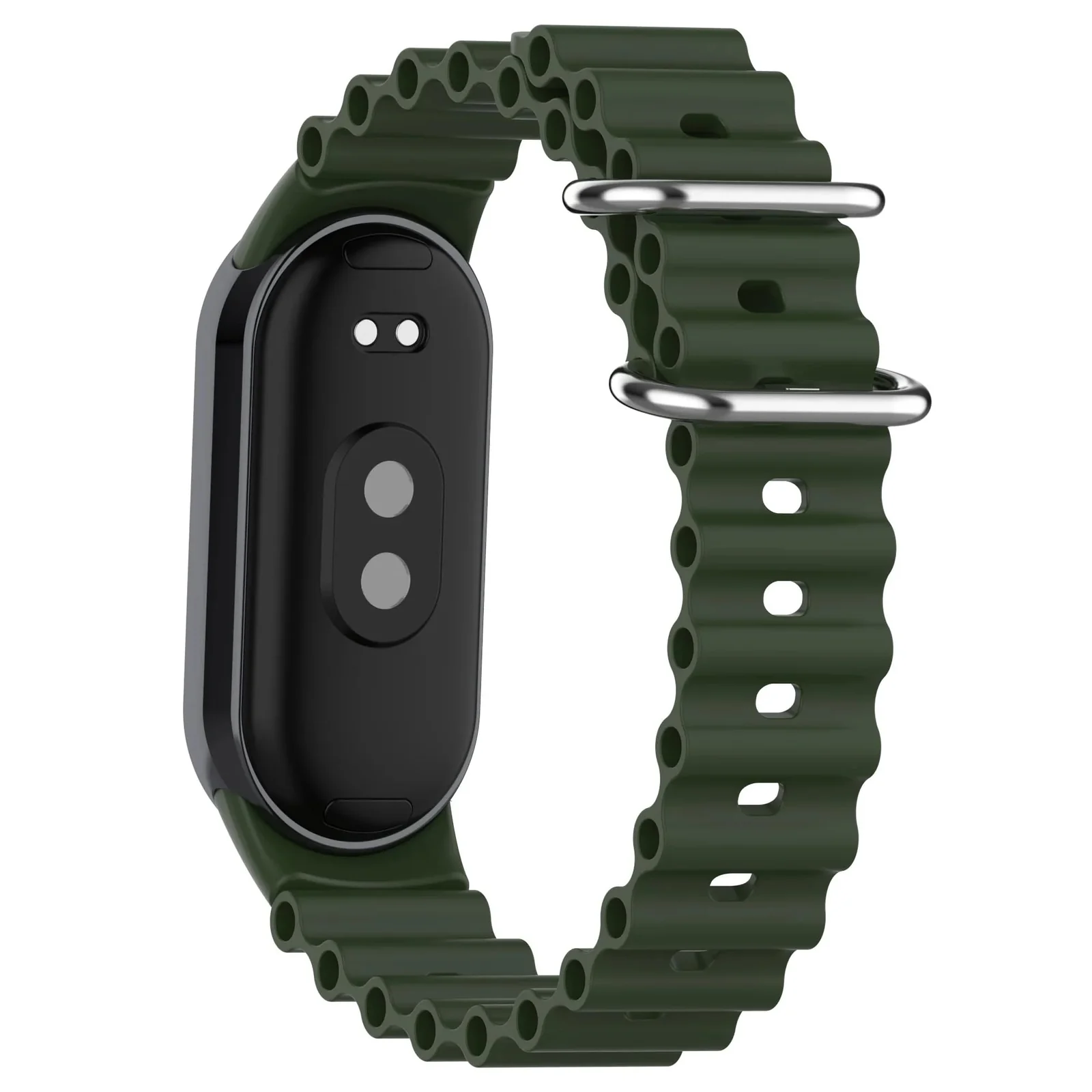 DL3 Mobilak Ocean Band for Xiaomi Mi Band 9 / Xiaomi Mi Band 8, Adjustable Silicone Stretchy Sport Strap Women Men Replacement Wristband For Xiaomi Smart Band 8 / Xiaomi Smart Band 9 - Green