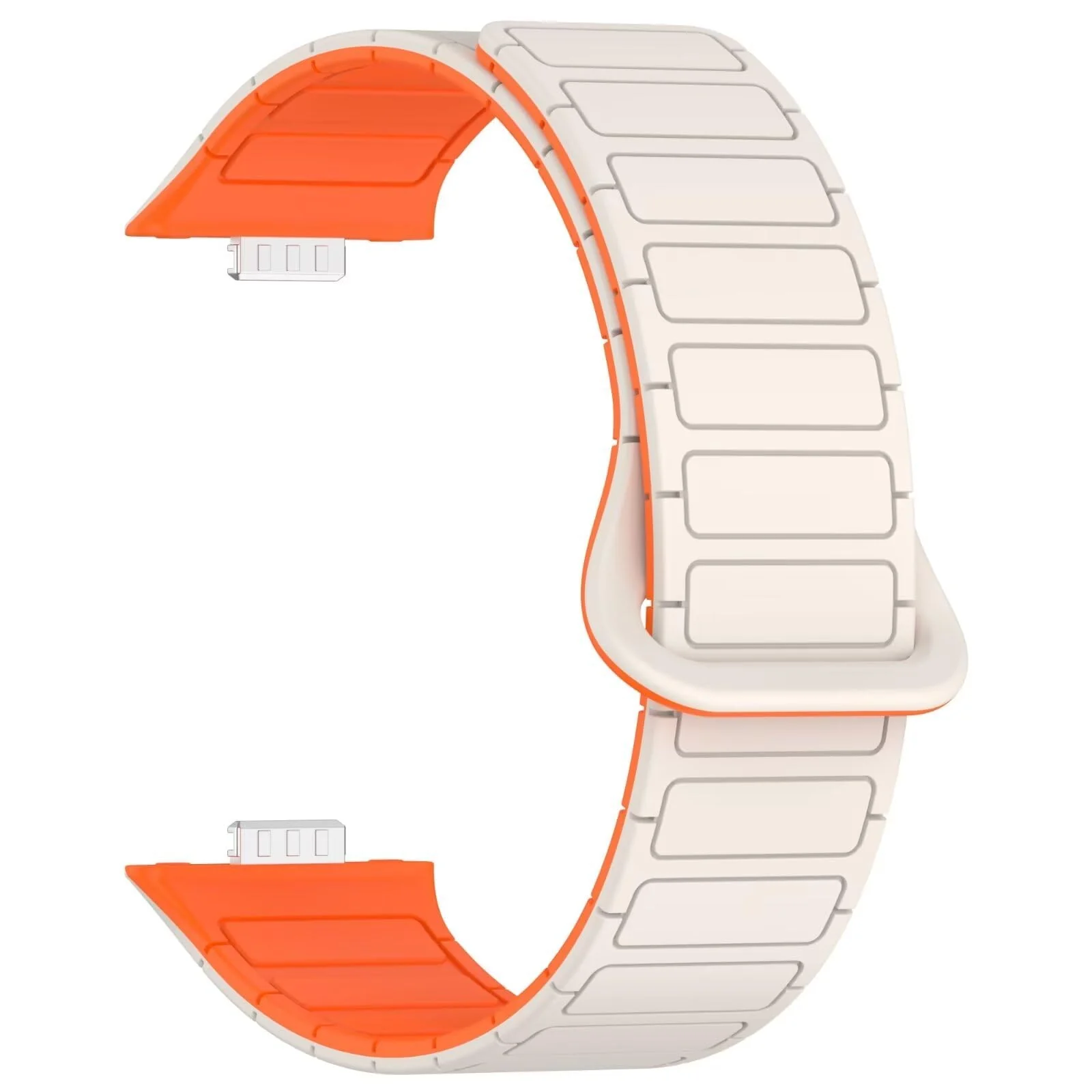 DL3 Mobilak Magnetic Strap for Huawei Watch Fit 4 Pro/Fit4/Fit 3 Replacement Straps Strong Silicone, Easy to Wear, Waterproof, Sporty, Daily Wear Watchbands for Men and Women - Starlight | Orange