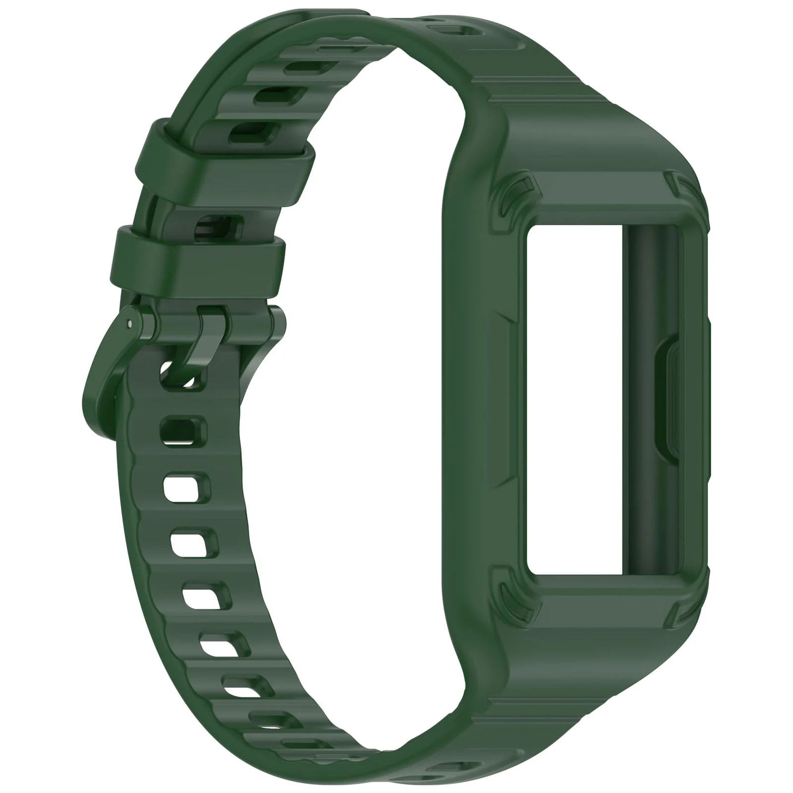 MOBIGON Rugged Silicone Strap with Bumper Case for Huawei Band 11 Pro, Green