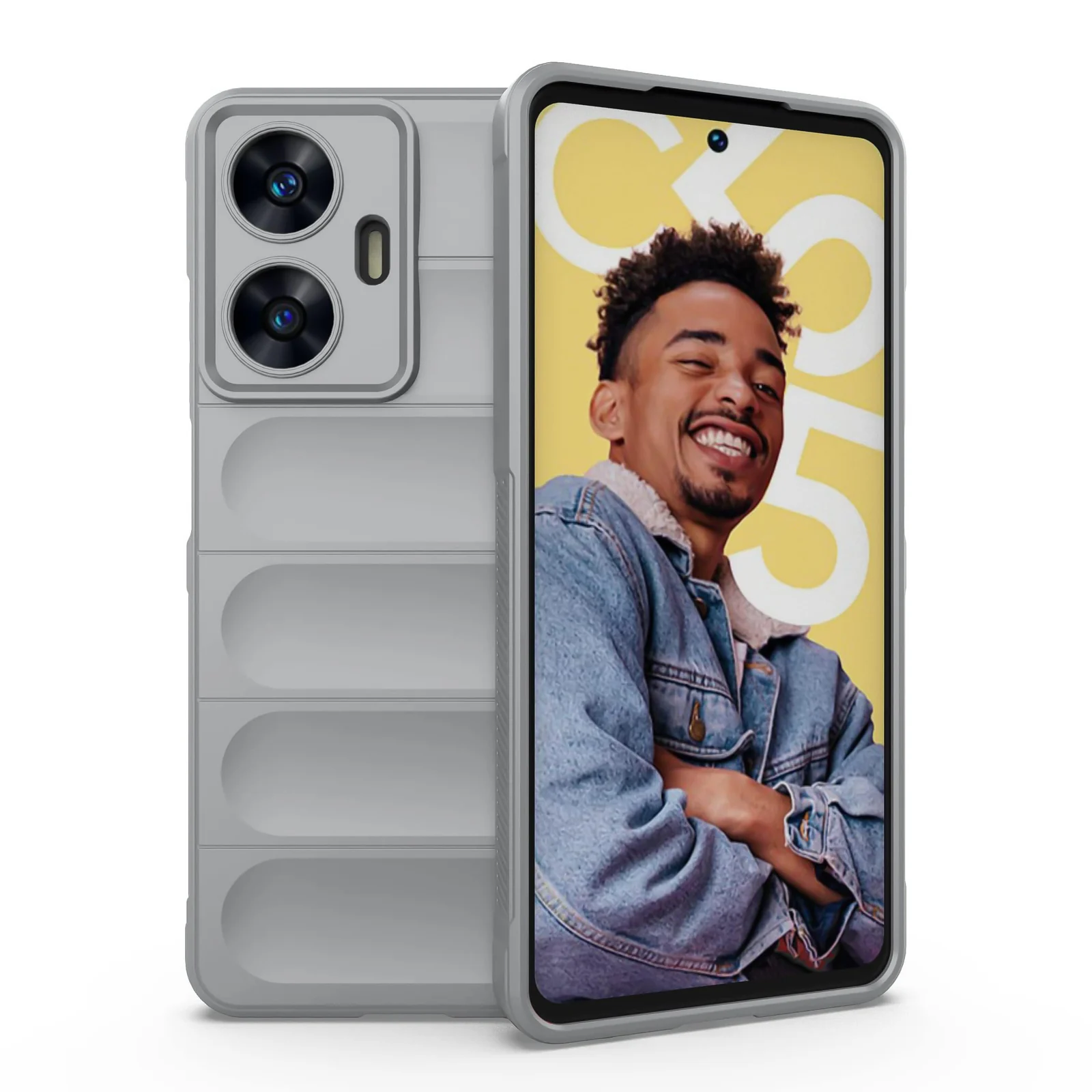 DL3 Mobilak Flexible Silicone and TPU Protective Case with Camera Protection for realme C55 / Narzo N55 - Gray
