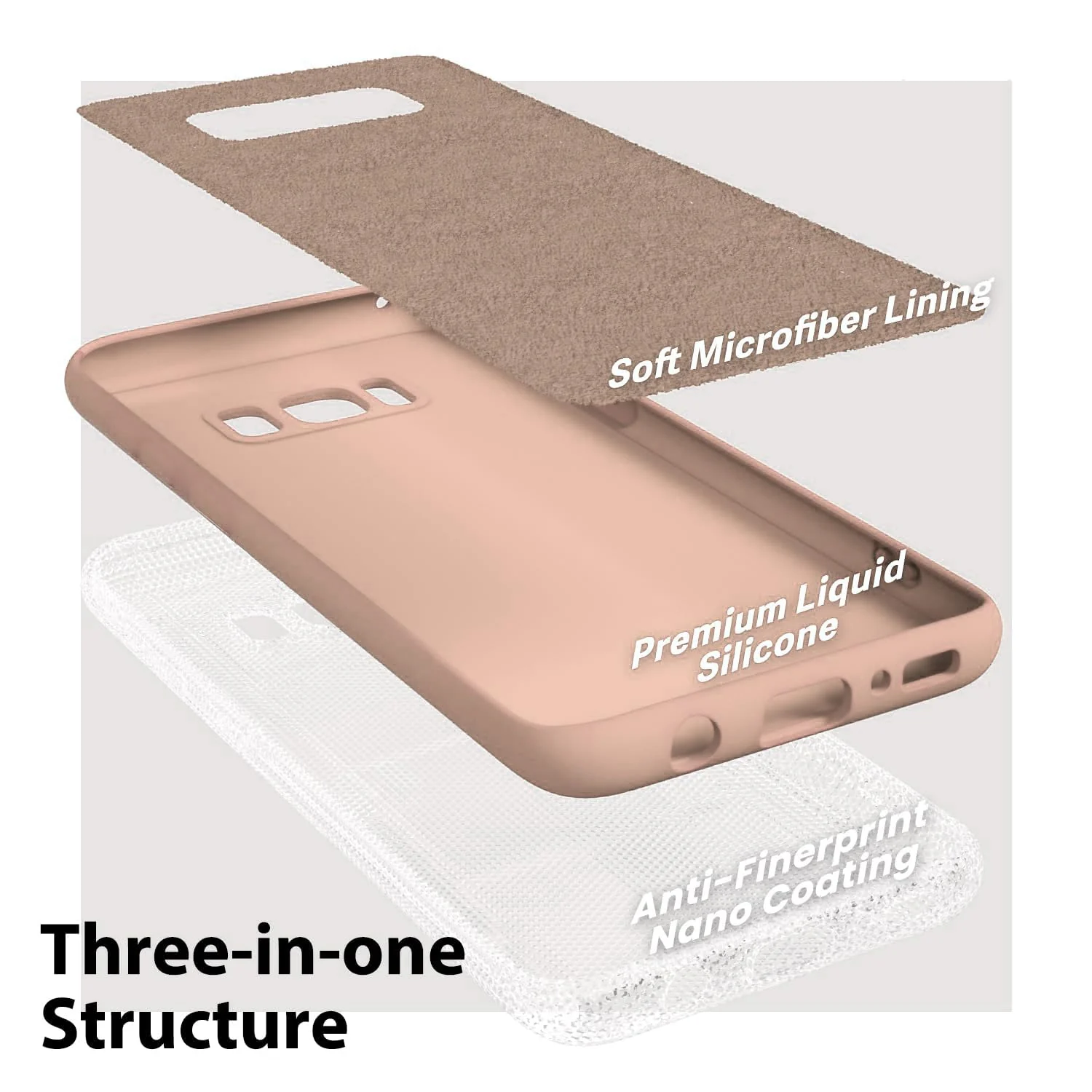 DL3 Mobilak Liquid Silicone Protective Case with Soft Microfiber Lining with Full Camera Protection for Samsung Galaxy S8+ Plus - Light Orange