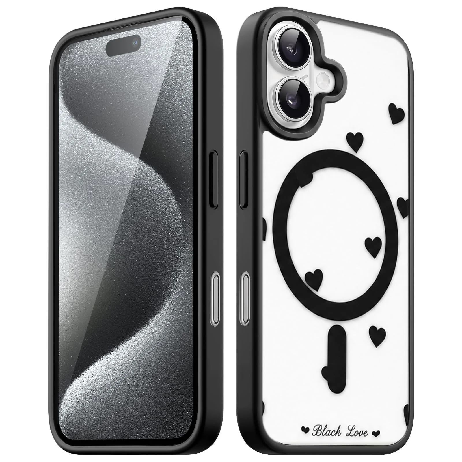 Dl3 Mobilak Magnetic Case for iPhone 17 Compatible with MagSafe, Shockproof Phone Bumper Cover, Solid Color Matte TPU Frame, Anti-Scratch Clear Back (Black)
