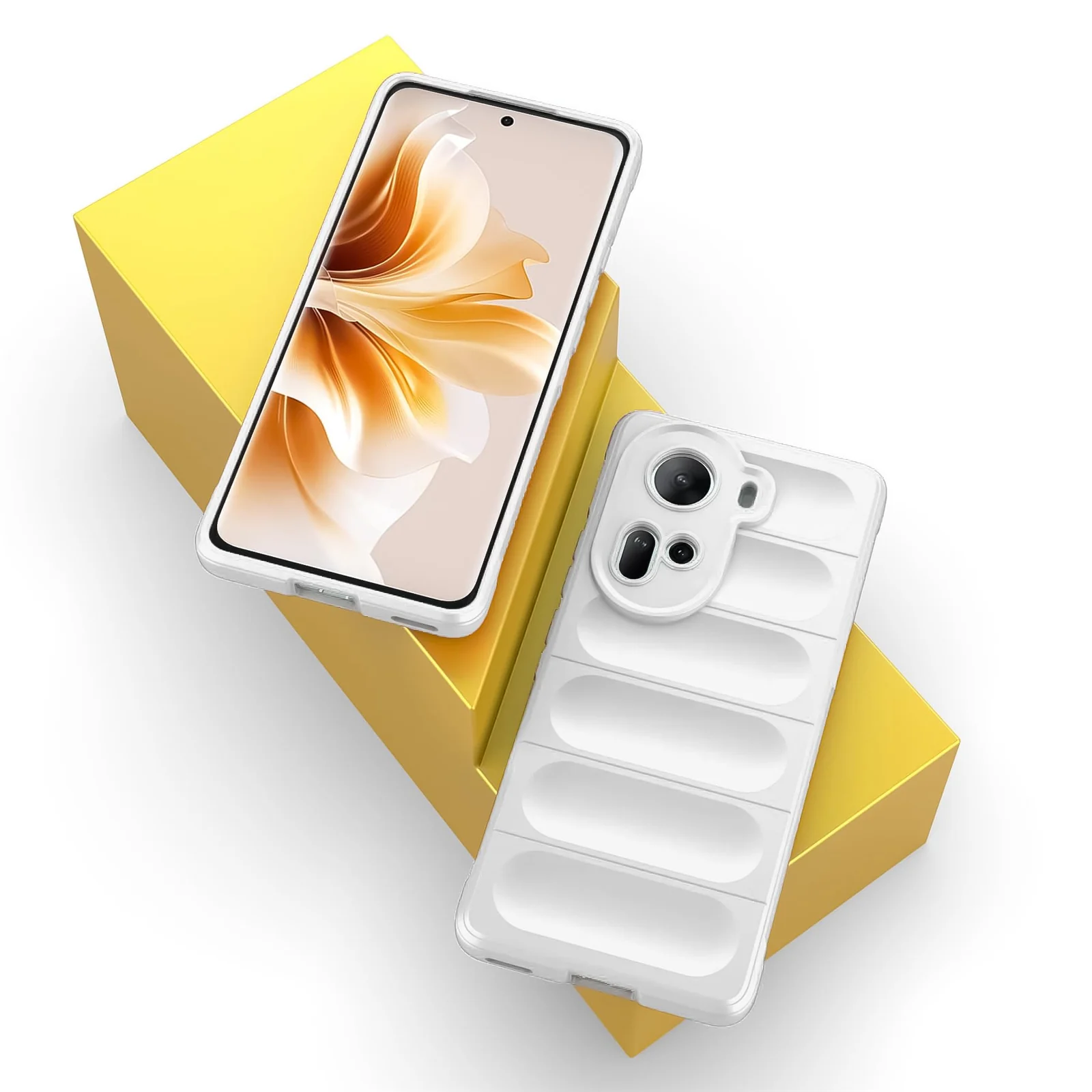 DL3 Mobilak Soft Silicone Protective Case for OPPO Reno 11 5G with Camera Protection and Shockproof Design - White