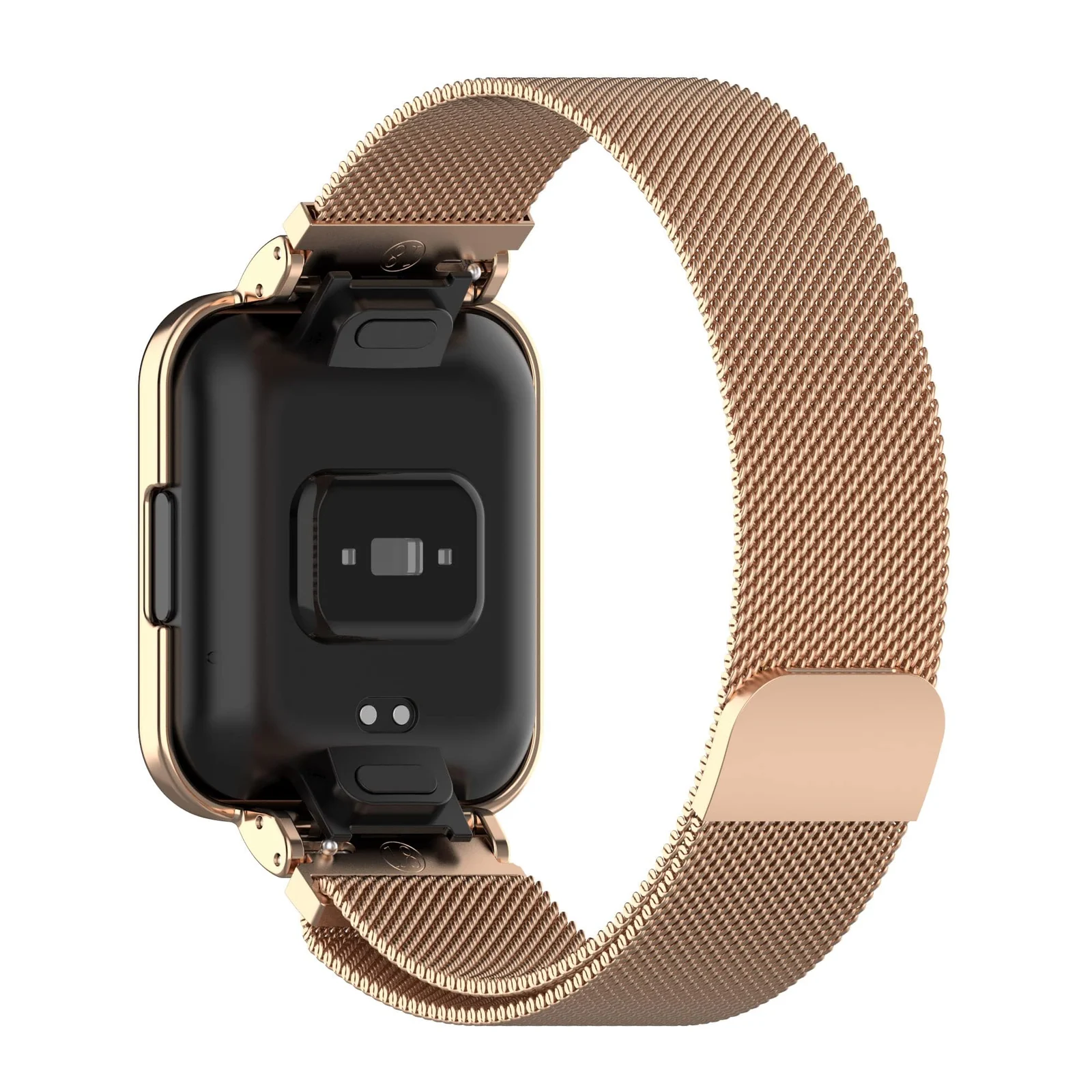DL3 Mobilak Strap For Xiaomi Redmi Watch 2 Lite/Poco Watch/Redmi Watch 2 / Horloge 2, Magnetic Metal Stainless Steel Adjustable Wristbands Breathable Watch Band With Frame Metal - Rose Gold