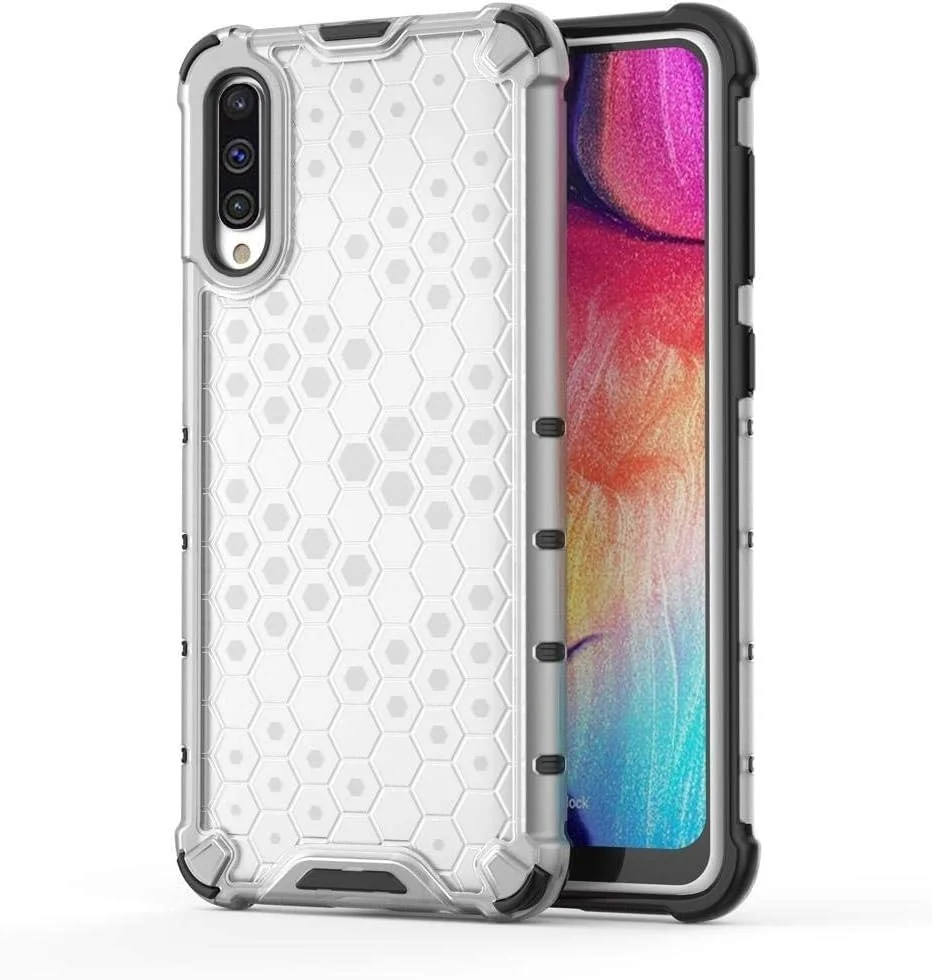 DL3 Mobilak Honeycomb Protective Case for Samsung Galaxy A50 / A30S / A50S, Shock-absorbing protection, Transparent design, Slim, lightweight profile - Clear