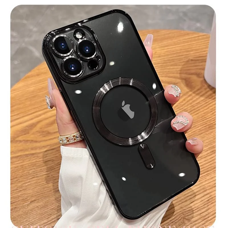 DL3 Mobilak Case for iPhone 11 Pro Max (6.5 Inch) Compatible with MagSafe, with Camera Lens Protector, Magnetic Clear Case Full Protection Plating Anti-Scratch Slim Thin Case Cover - Black