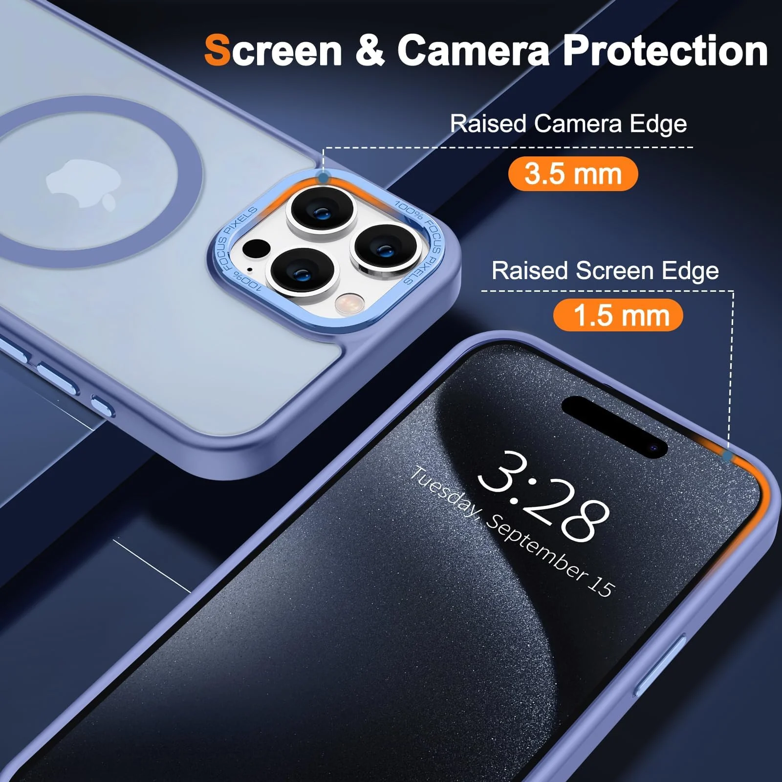 DL3 Mobilak Case for iPhone 15 Pro 6.1-Inch Magnetic Translucent Matte Phone Cases [Compatible with MagSafe] Thin Slim Fit Shockproof Hard Protective Cover for Women Men Girls - Baby Blue