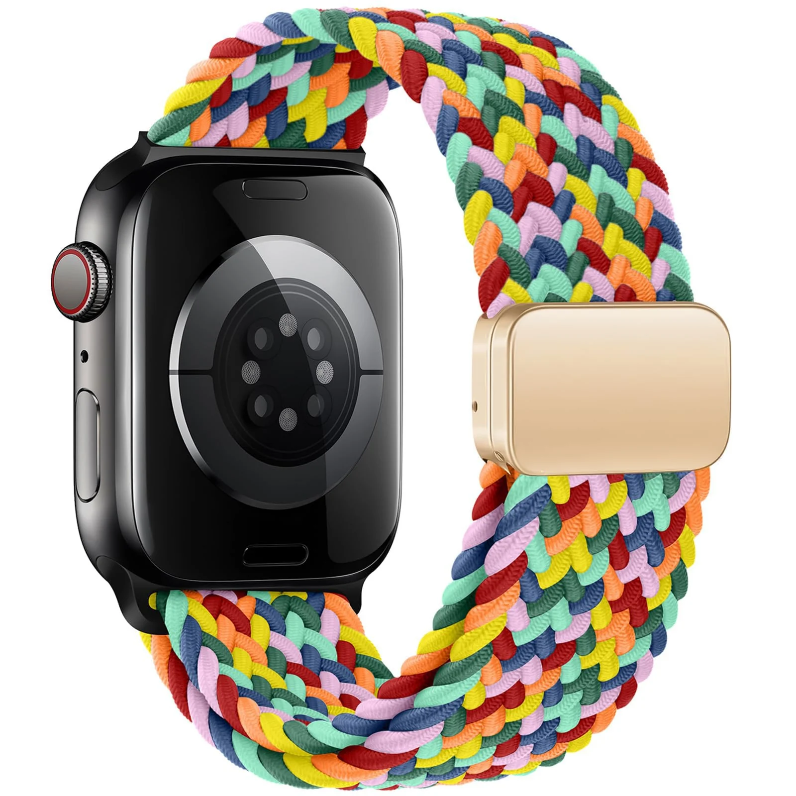 DL3 Mobilak Sport Solo Loop Compatible with Apple Watch Band 42mm 44mm 45mm 46mm 49mm for Women Men, Magnetic Strap Stretchy Braided Wristband for iWatch Series 11 10 9 8 7 6 5 4 3 Ultra 3 2 1 SE SE2 - Colorful