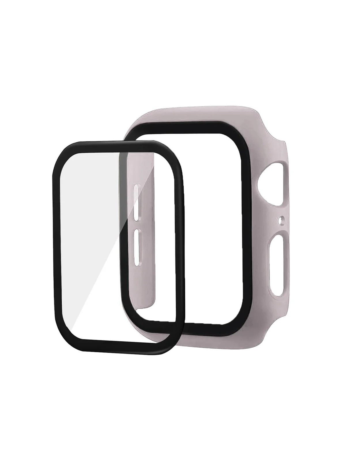 DL3 Mobilak Band with Case Compatible with Apple Watch 45mm, Adjustable Silicone Sport Wristband Replacement, Strap With Cover Built-in Glass Screen Protector for iWatch Series 9 8 7 - Lavender Pink