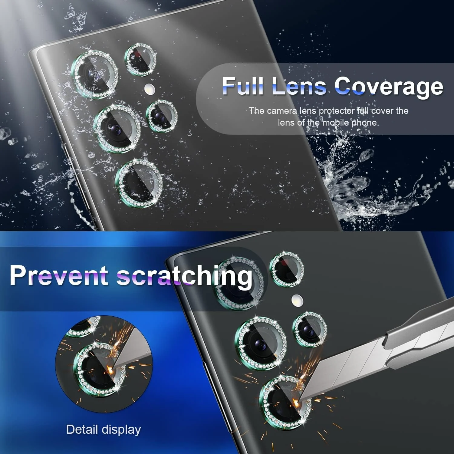 DL3 Mobilak Camera Lens Protector for Samsung Galaxy S23 Ultra, Camera protection, Shock-absorbing protection, Scratch-resistant surface - Diamond Green