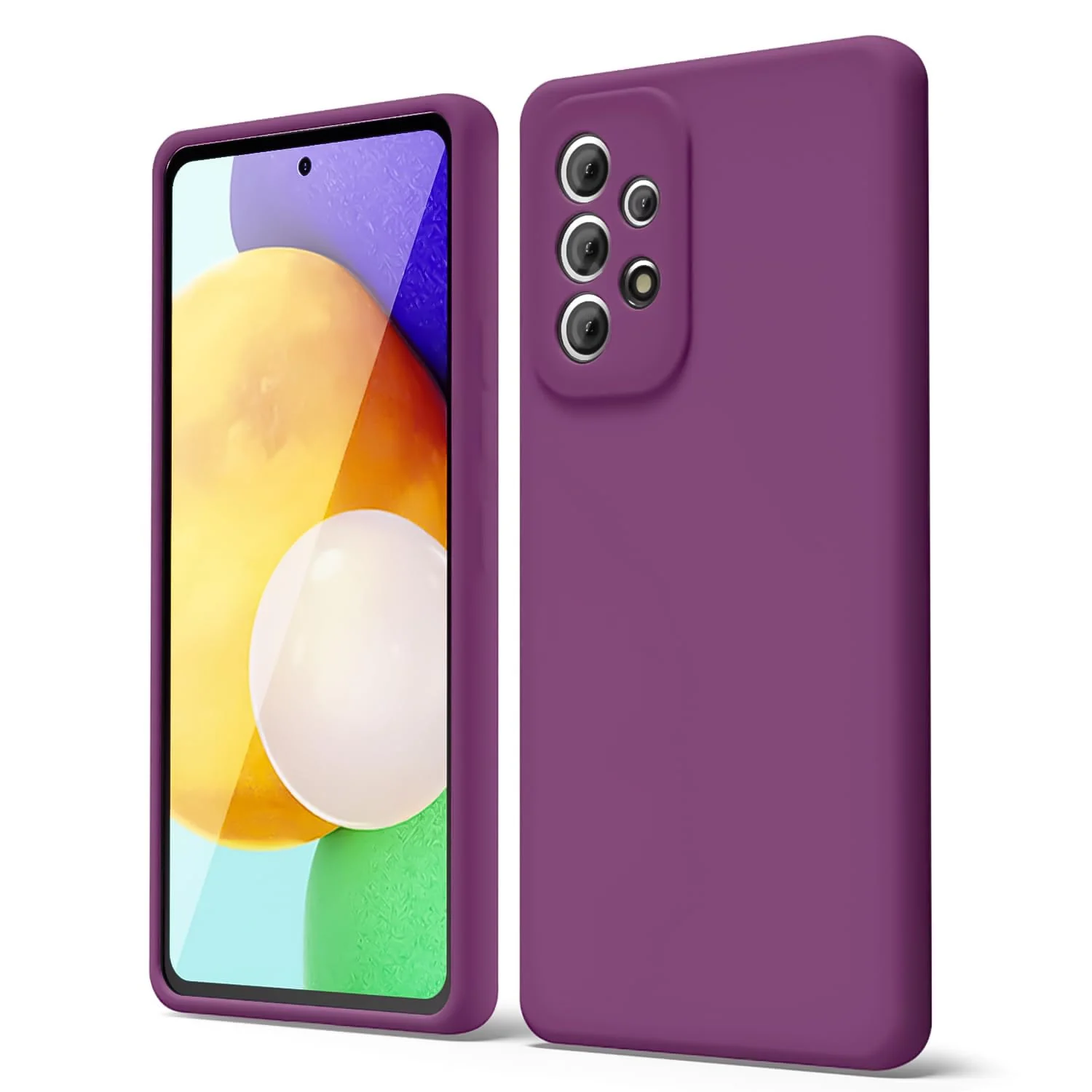 DL3 Mobilak Soft Silicone Protective Case for Samsung Galaxy A72 with Microfiber Lining and Shockproof Design - Violet
