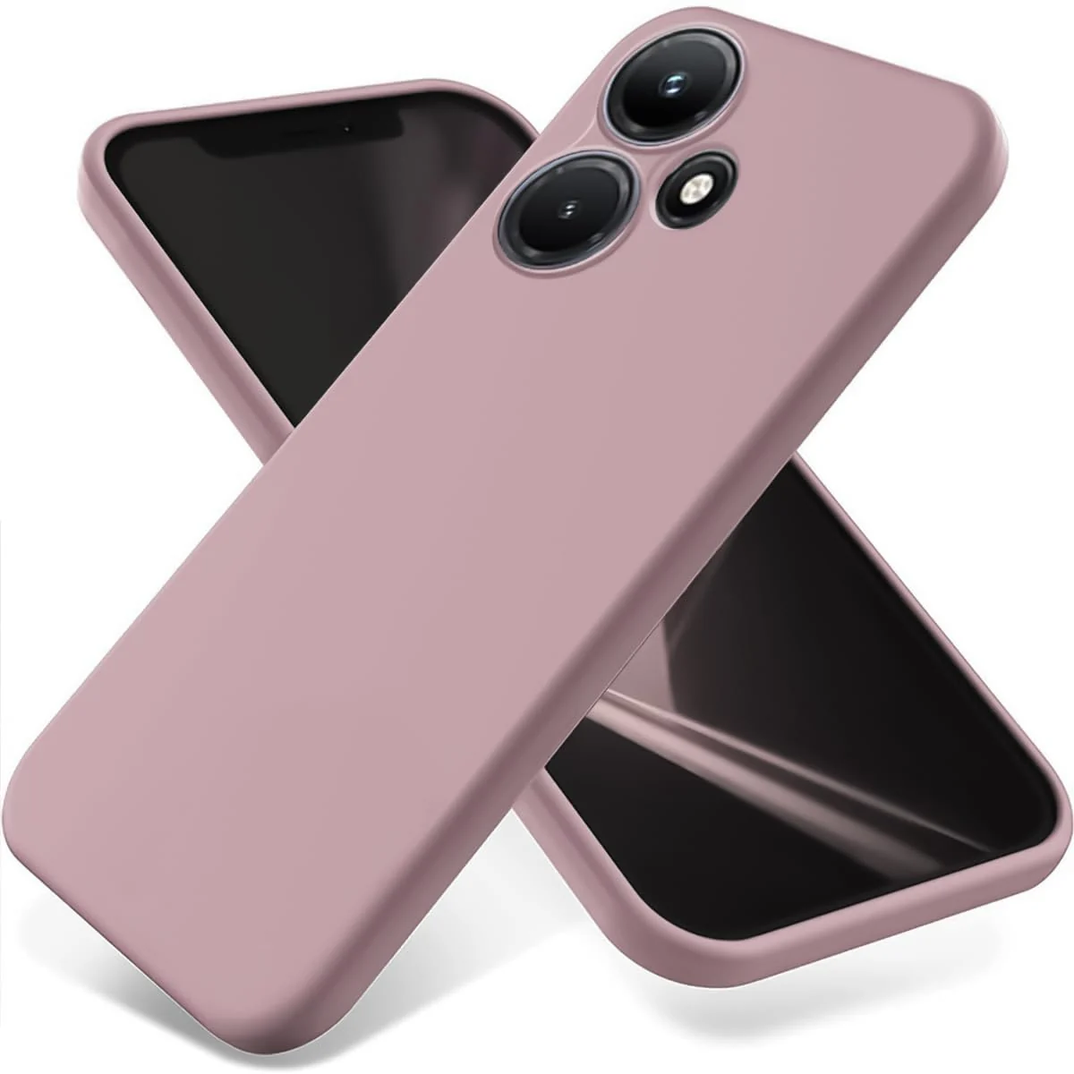 DL3 Mobilak Liquid Silicone Protective Case with Soft Microfiber Lining with Full Camera Protection for Infinix Hot 30i - Cashmere